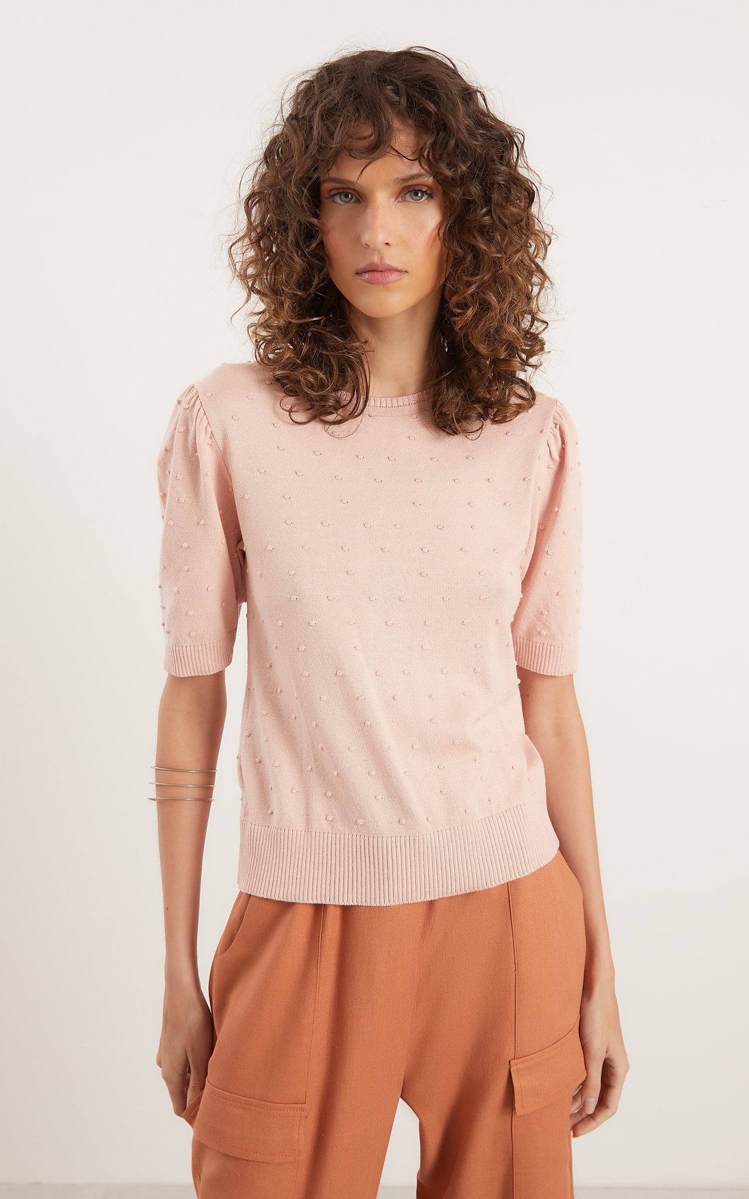 Blusa Tricot Pipoca Nude