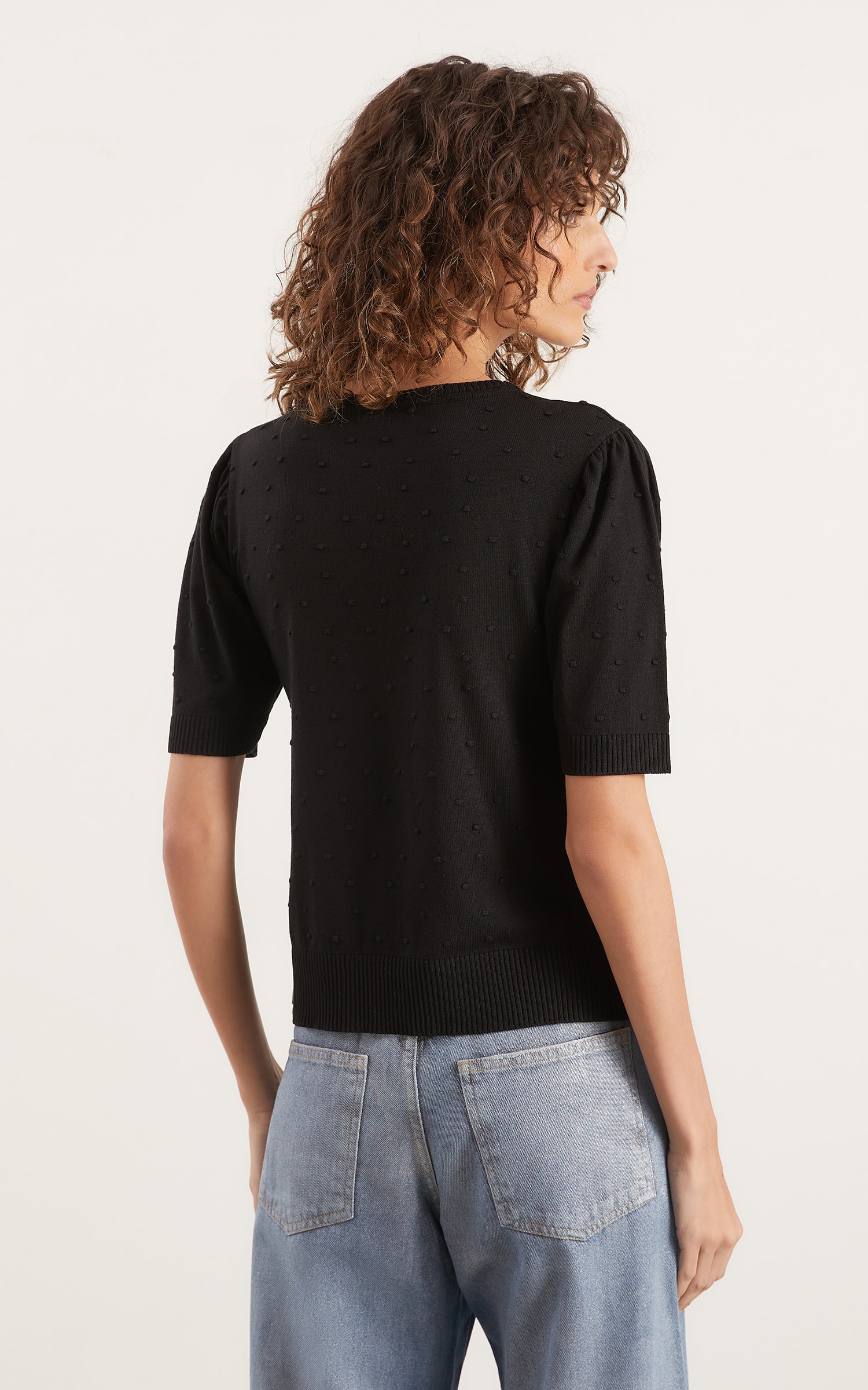 Blusa Tricot Pipoca Preto