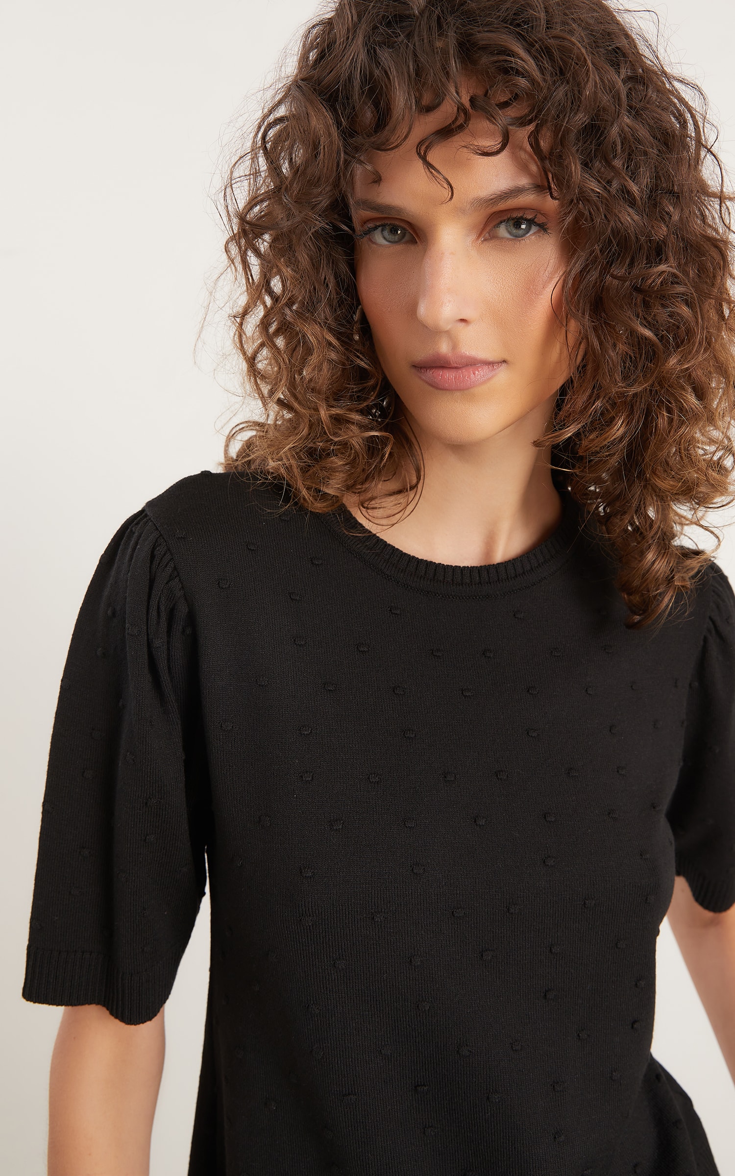 Blusa Tricot Pipoca Preto
