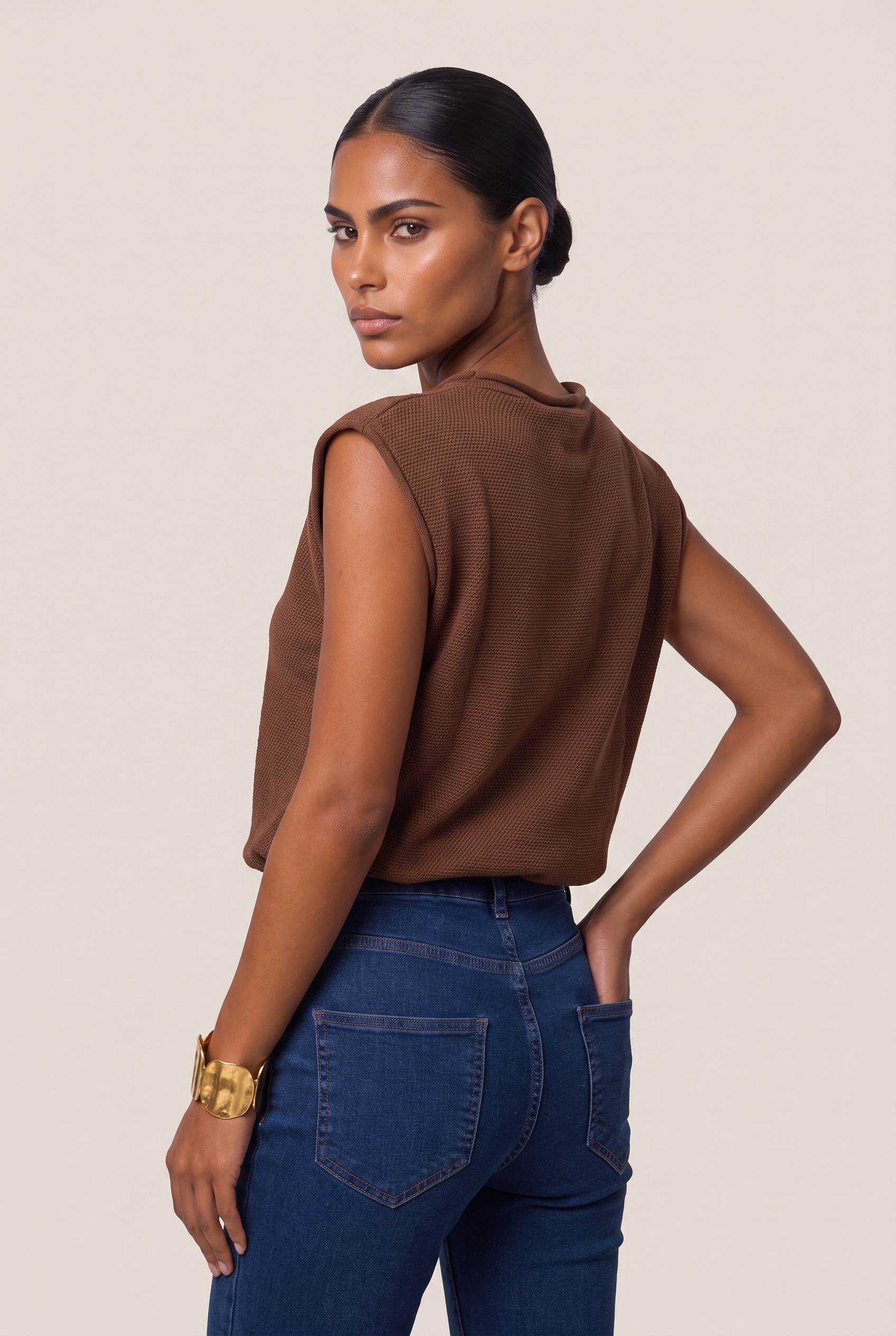 Blusa Tricot Piquet Marrom