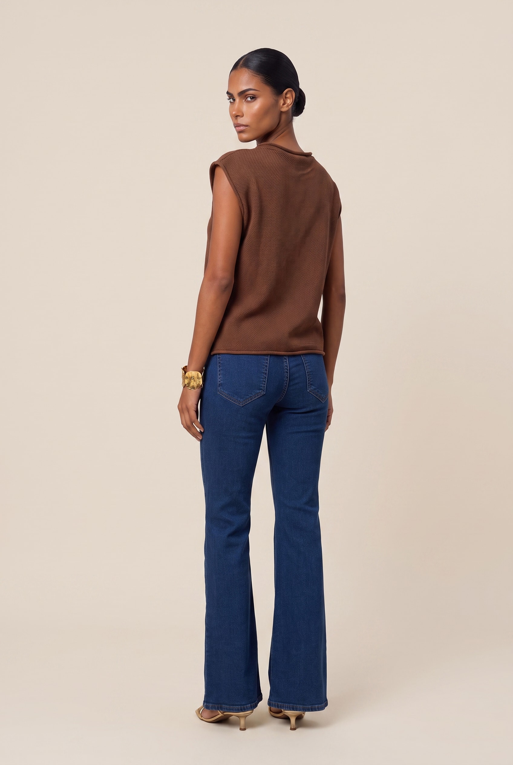 Blusa Tricot Piquet Marrom
