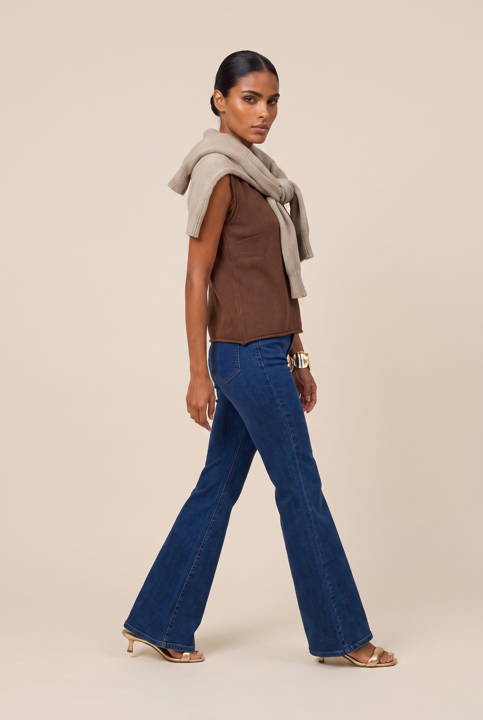 Blusa Tricot Piquet Marrom