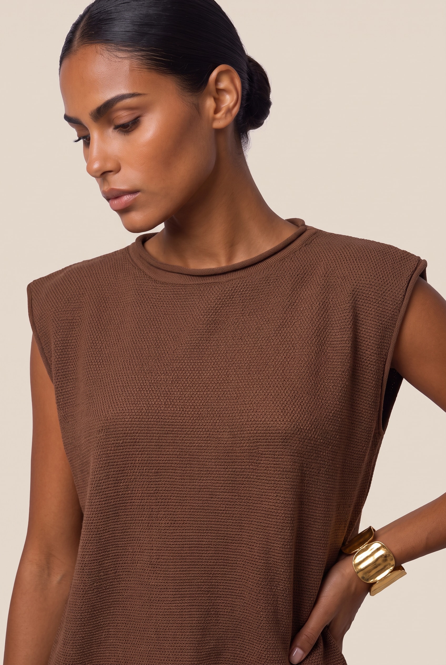 Blusa Tricot Piquet Marrom