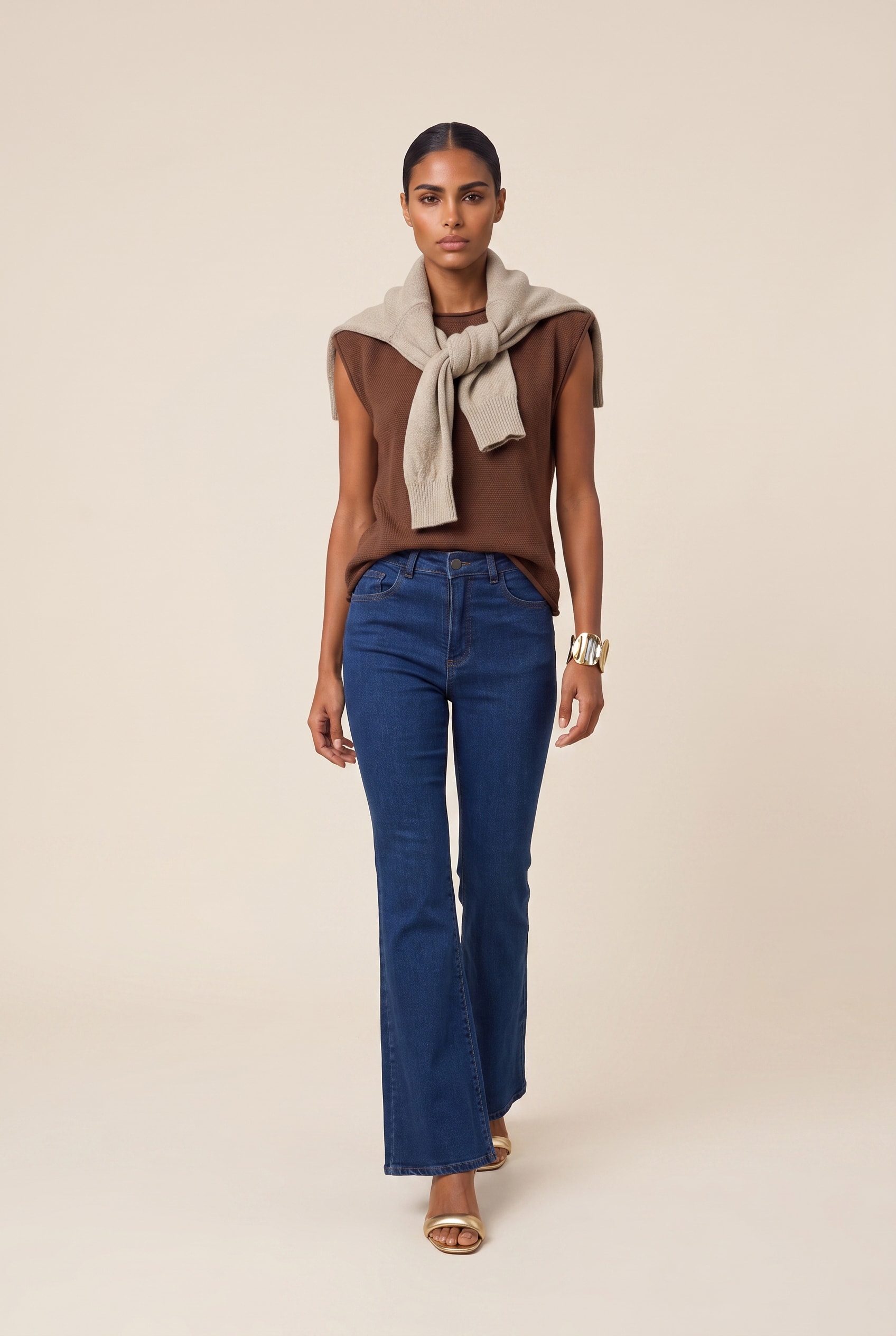 Blusa Tricot Piquet Marrom