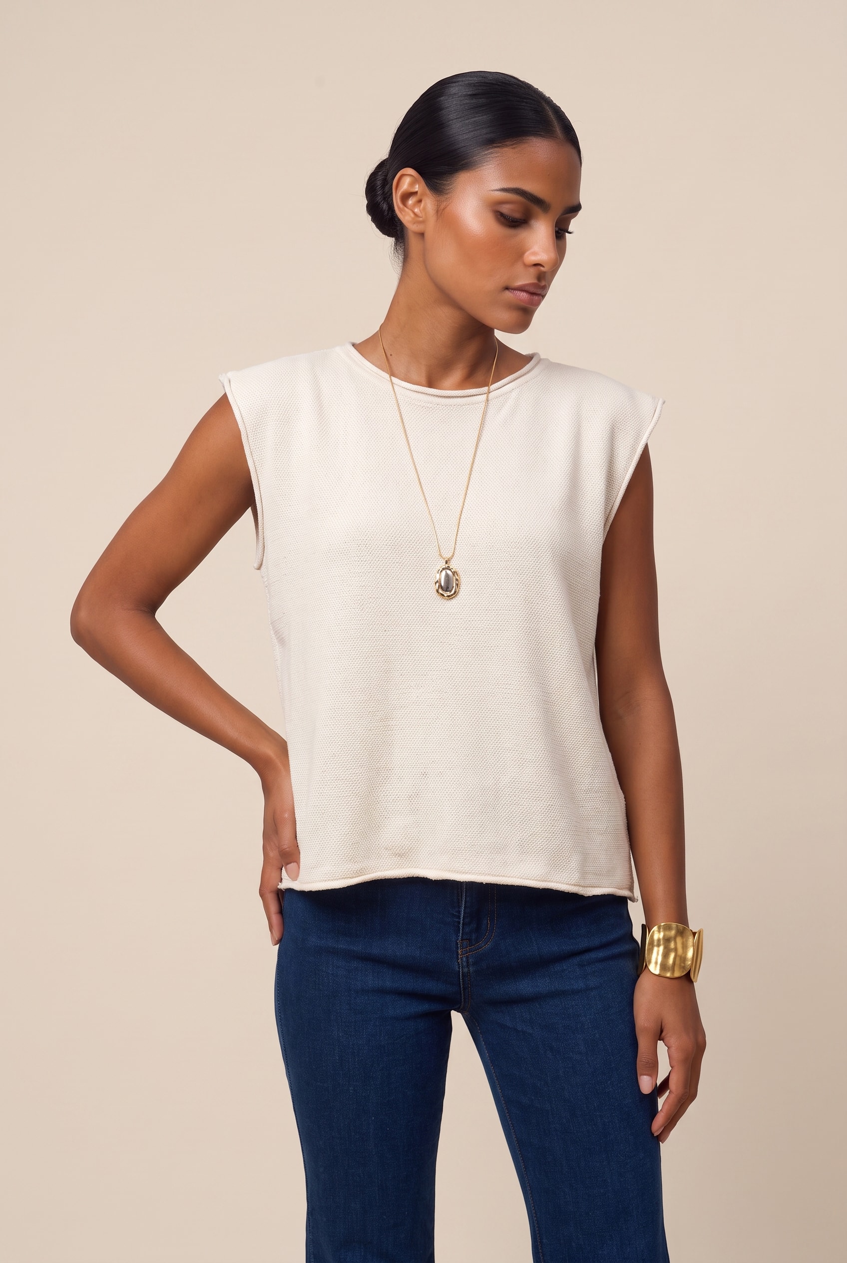 Blusa Tricot Piquet Off White