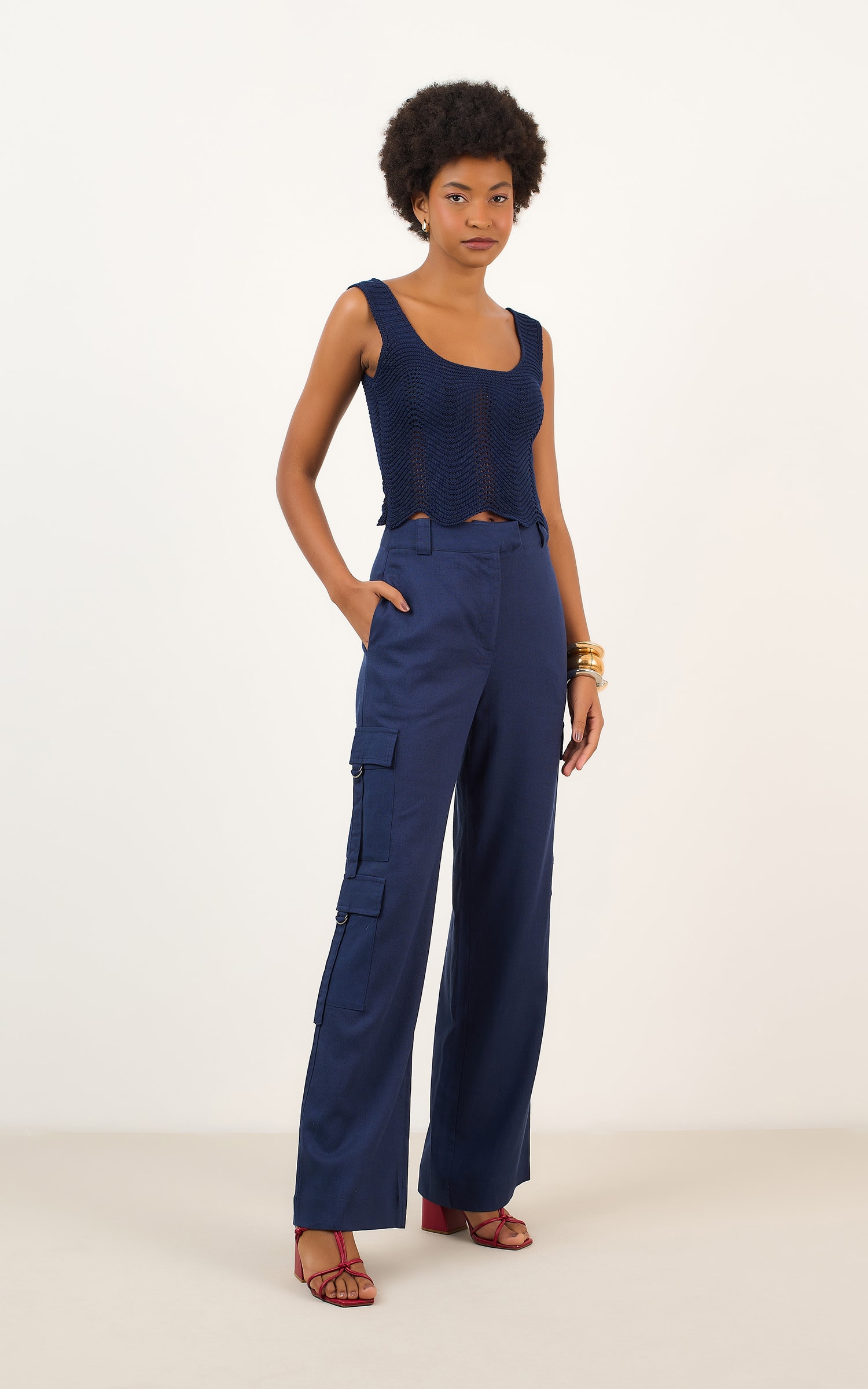 Blusa Tricot Ponto Curva Marinho