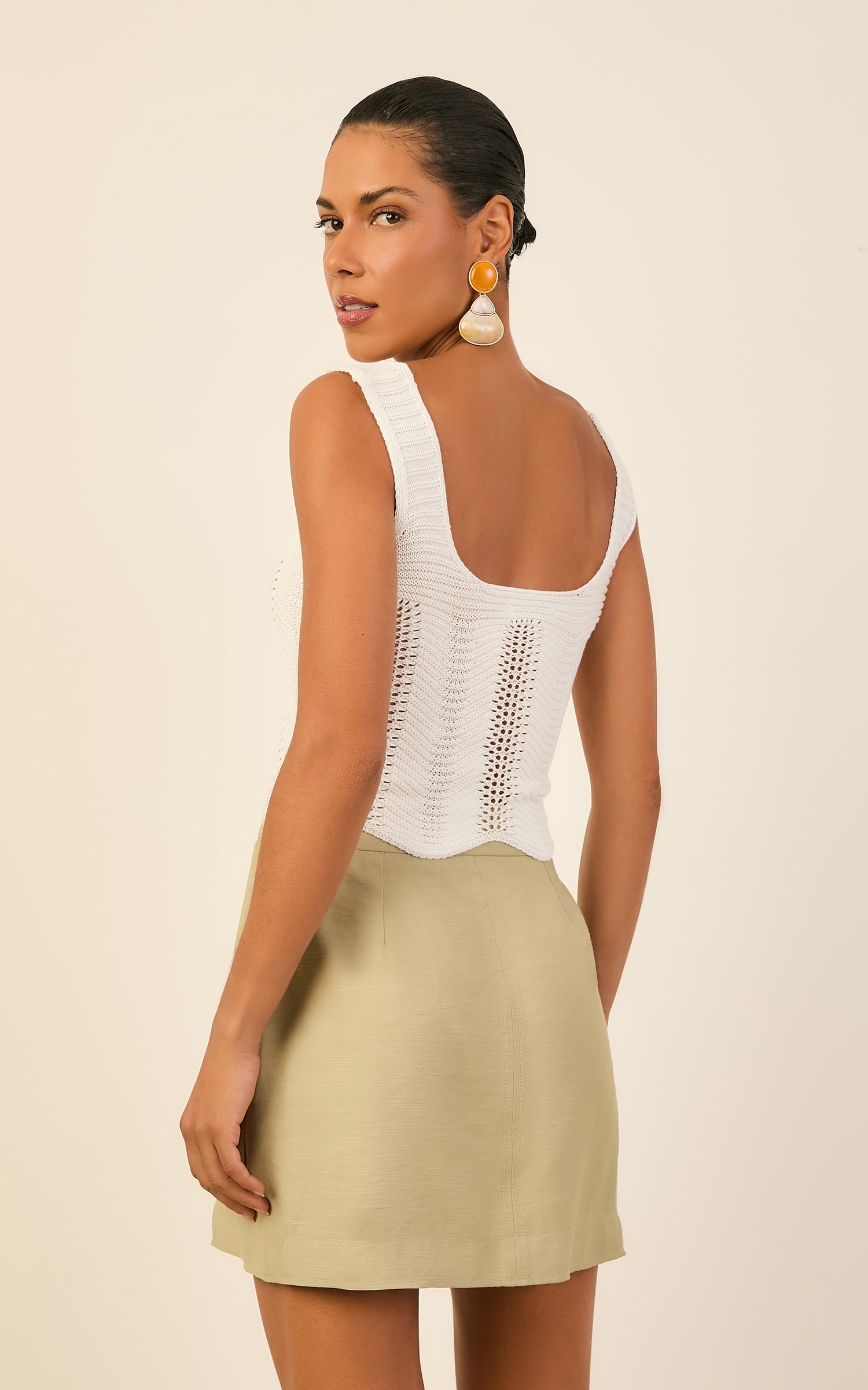 Blusa Tricot Ponto Curva Off White