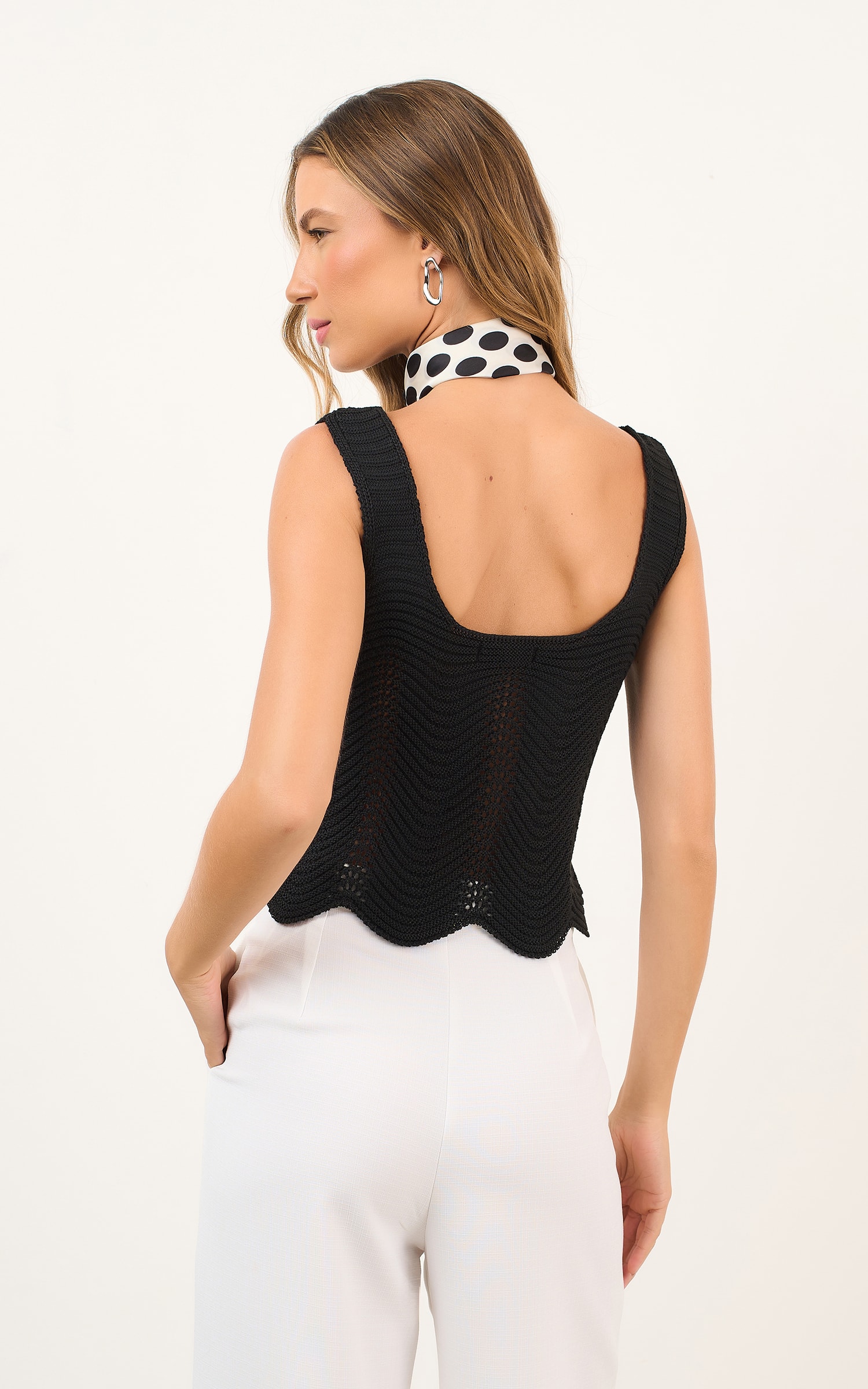 Blusa Tricot Ponto Curva Preto