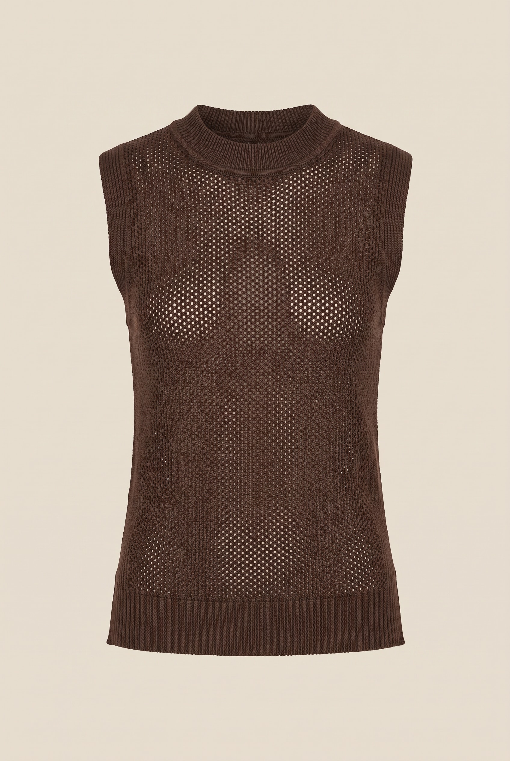 Blusa Tricot Ponto Vazado Marrom