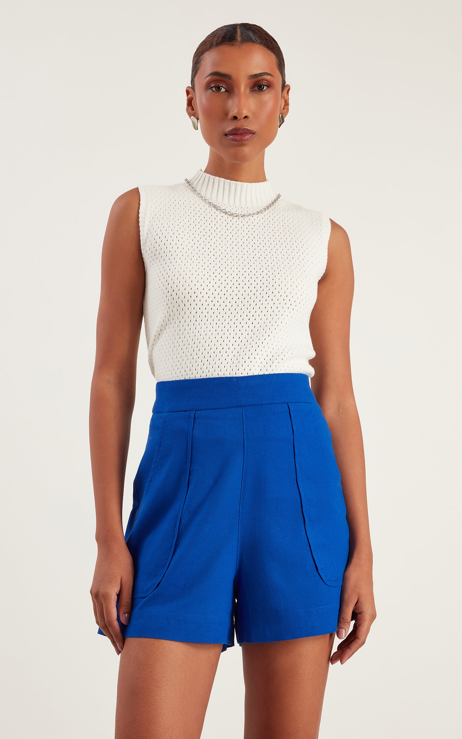 Blusa Tricot Ponto Vazado Off White