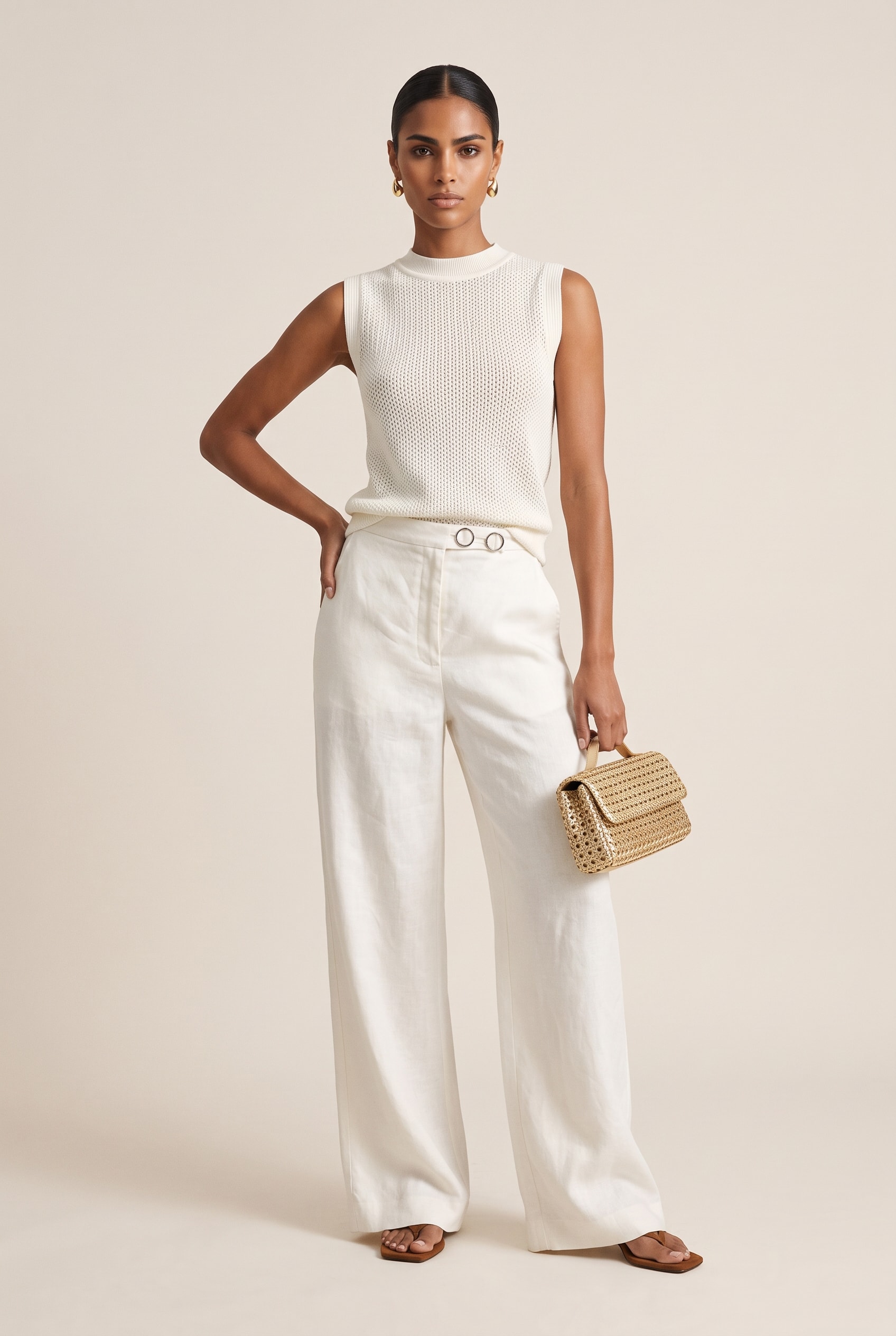 Blusa Tricot Ponto Vazado Off White