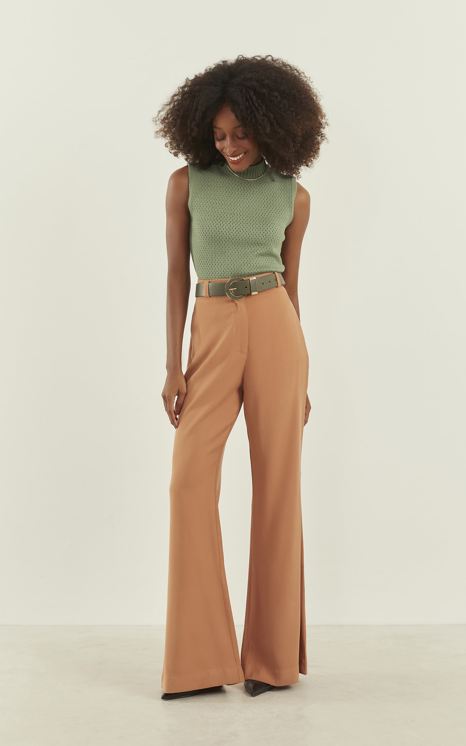 Blusa Tricot Ponto Vazado Verde Menta
