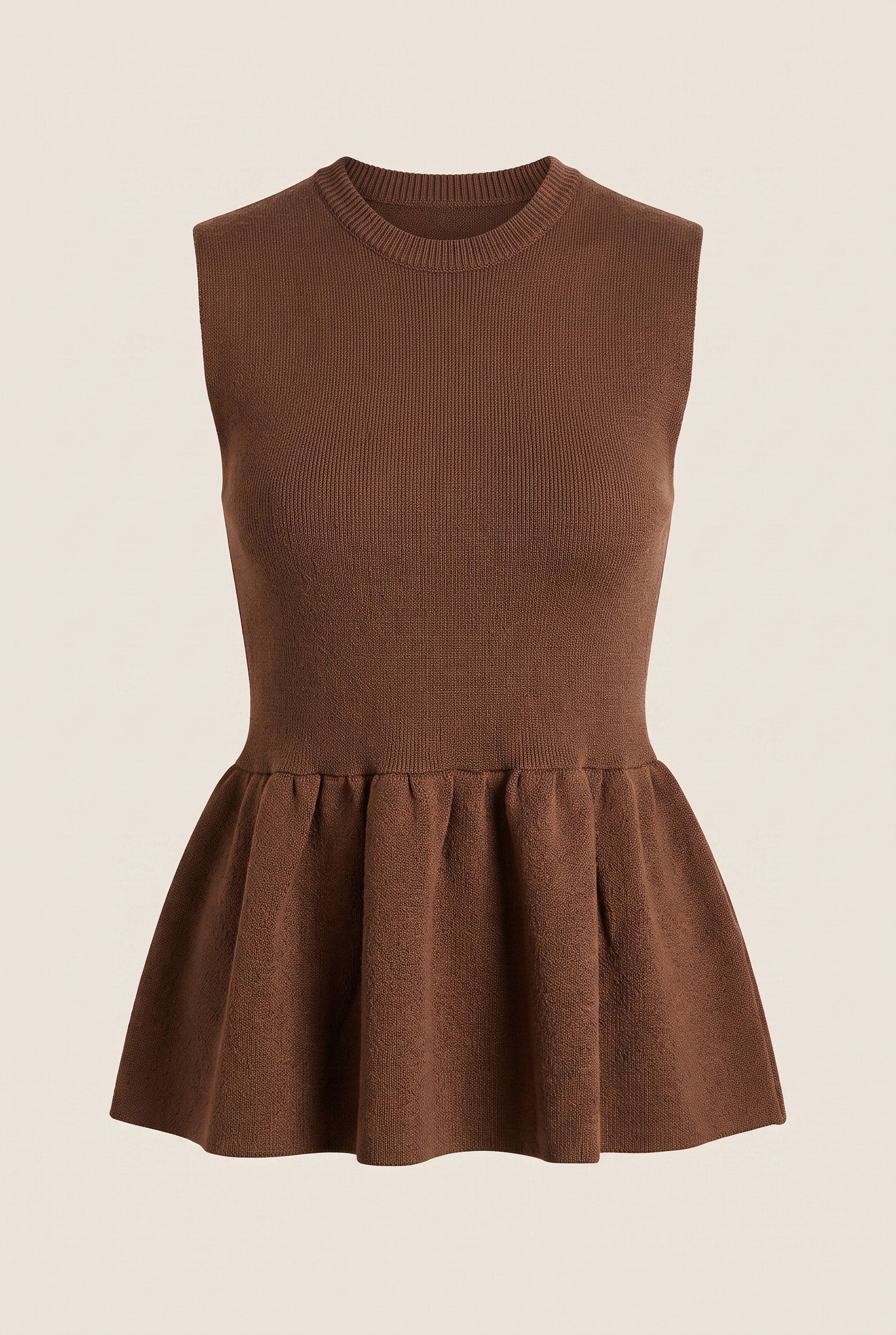 Blusa Tricot Power Peplum Marrom