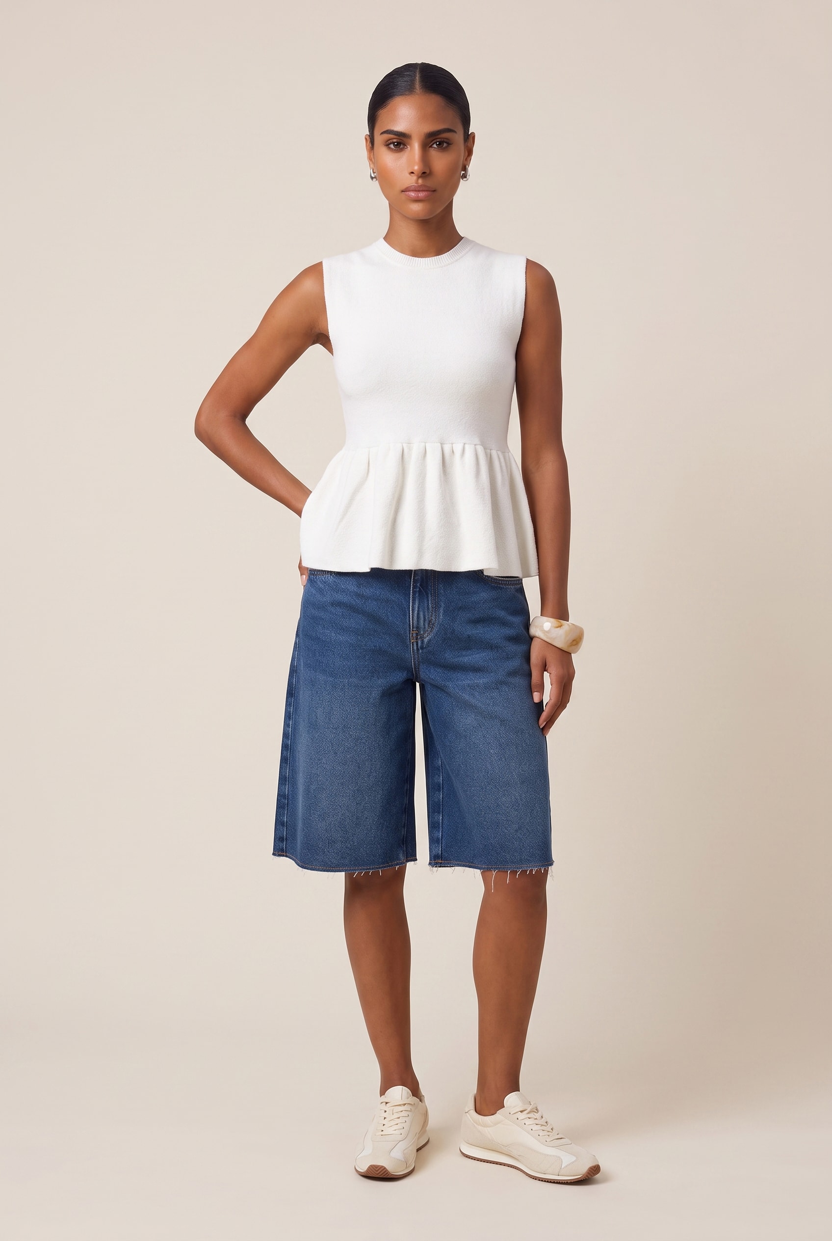 Blusa Tricot Power Peplum Off White