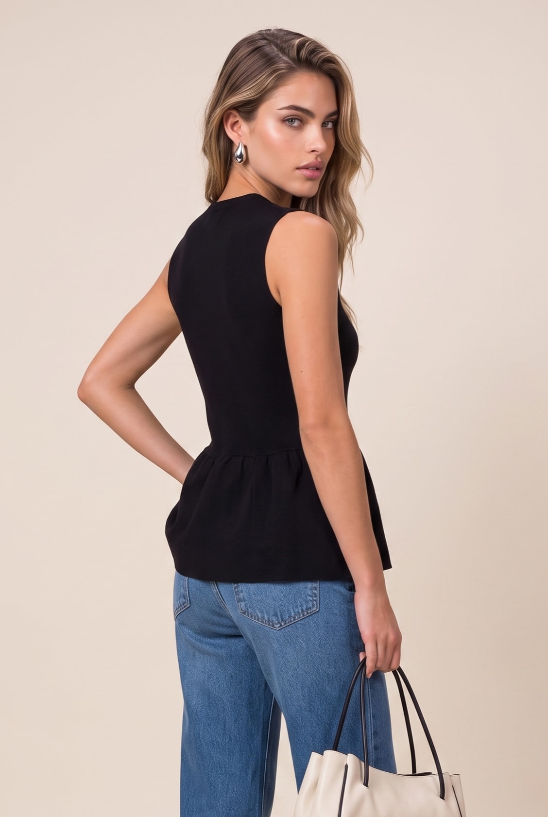 Blusa Tricot Power Peplum Preto