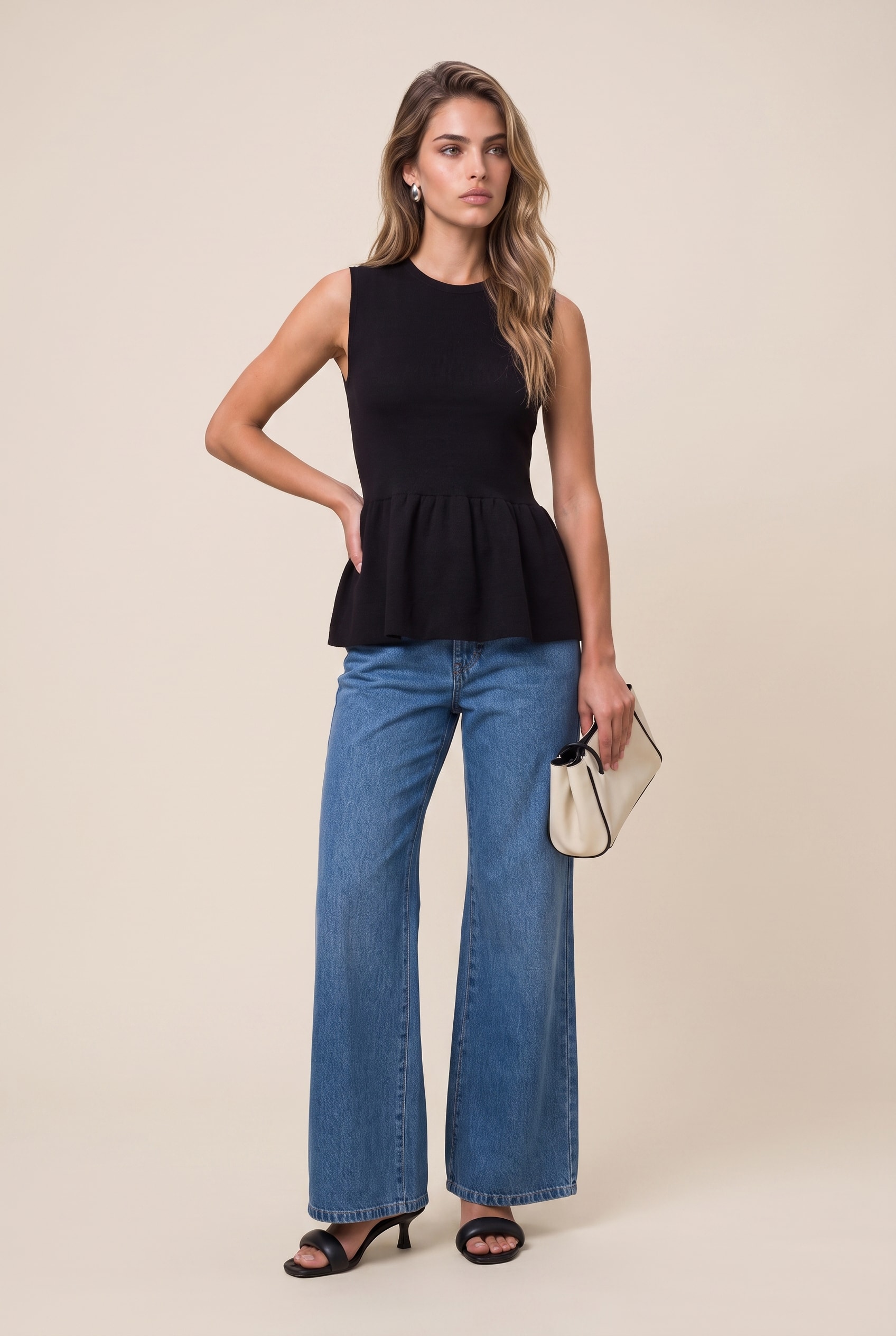 Blusa Tricot Power Peplum Preto