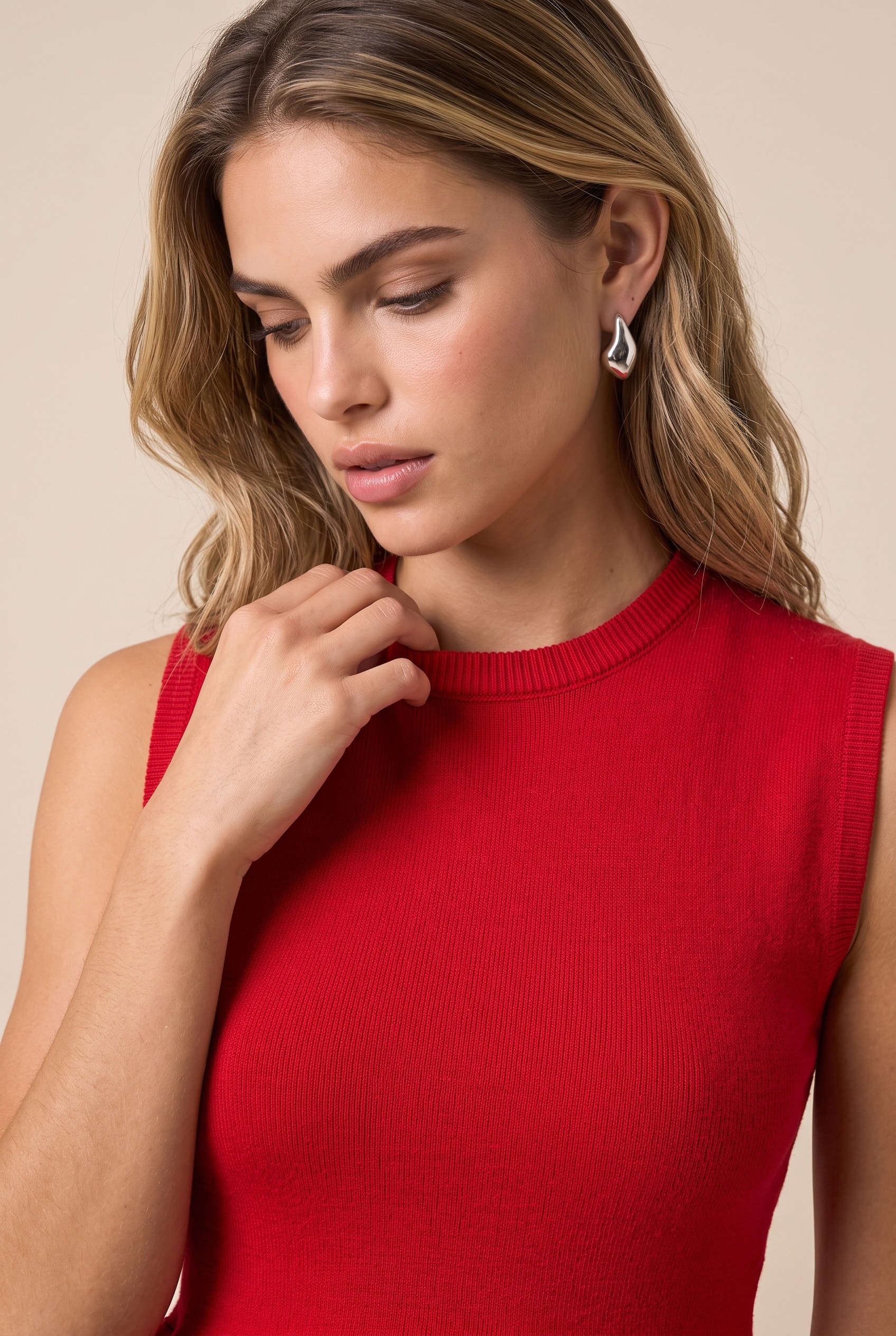 Blusa Tricot Power Peplum Vermelho