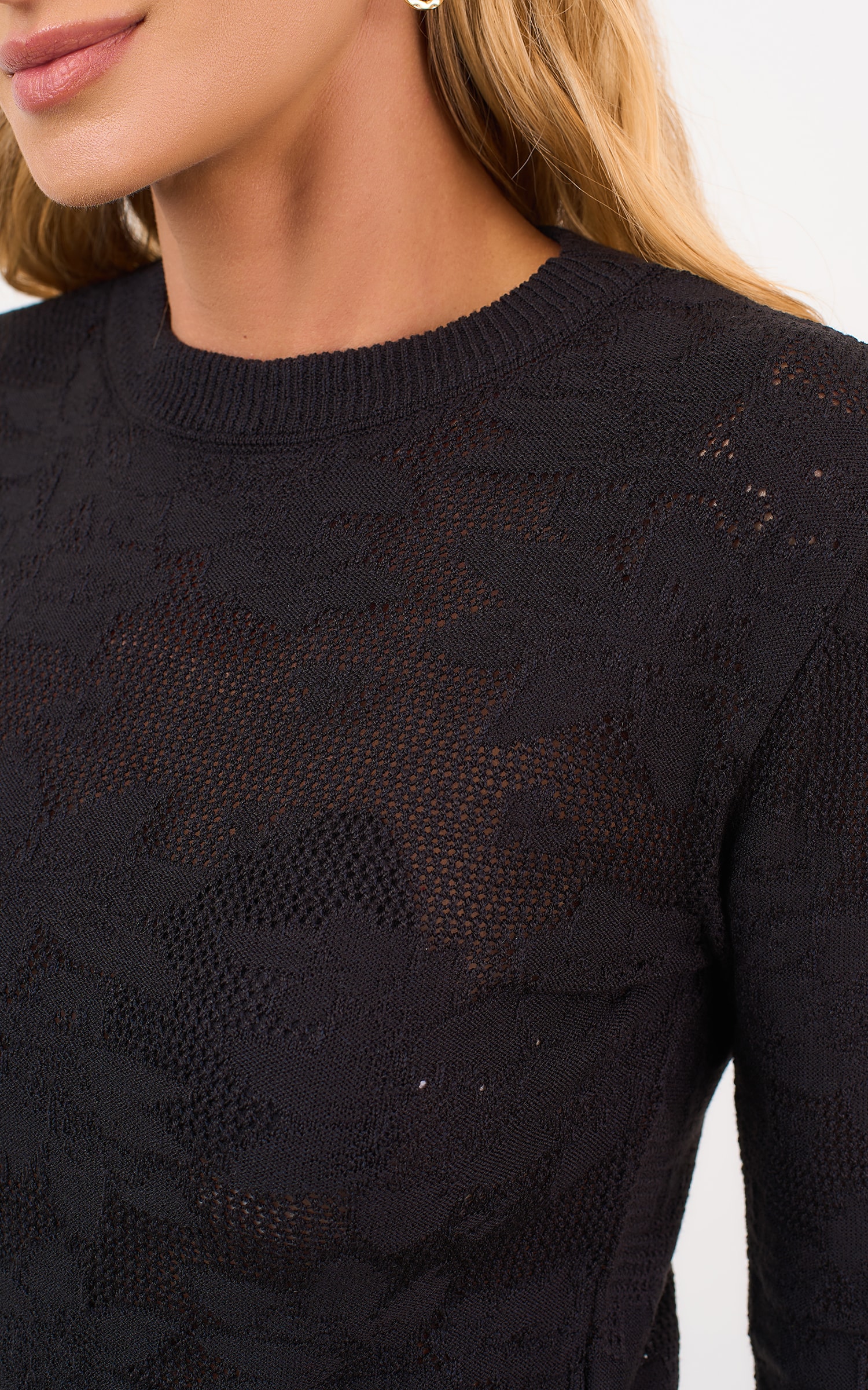 Blusa Tricot Renda Preto