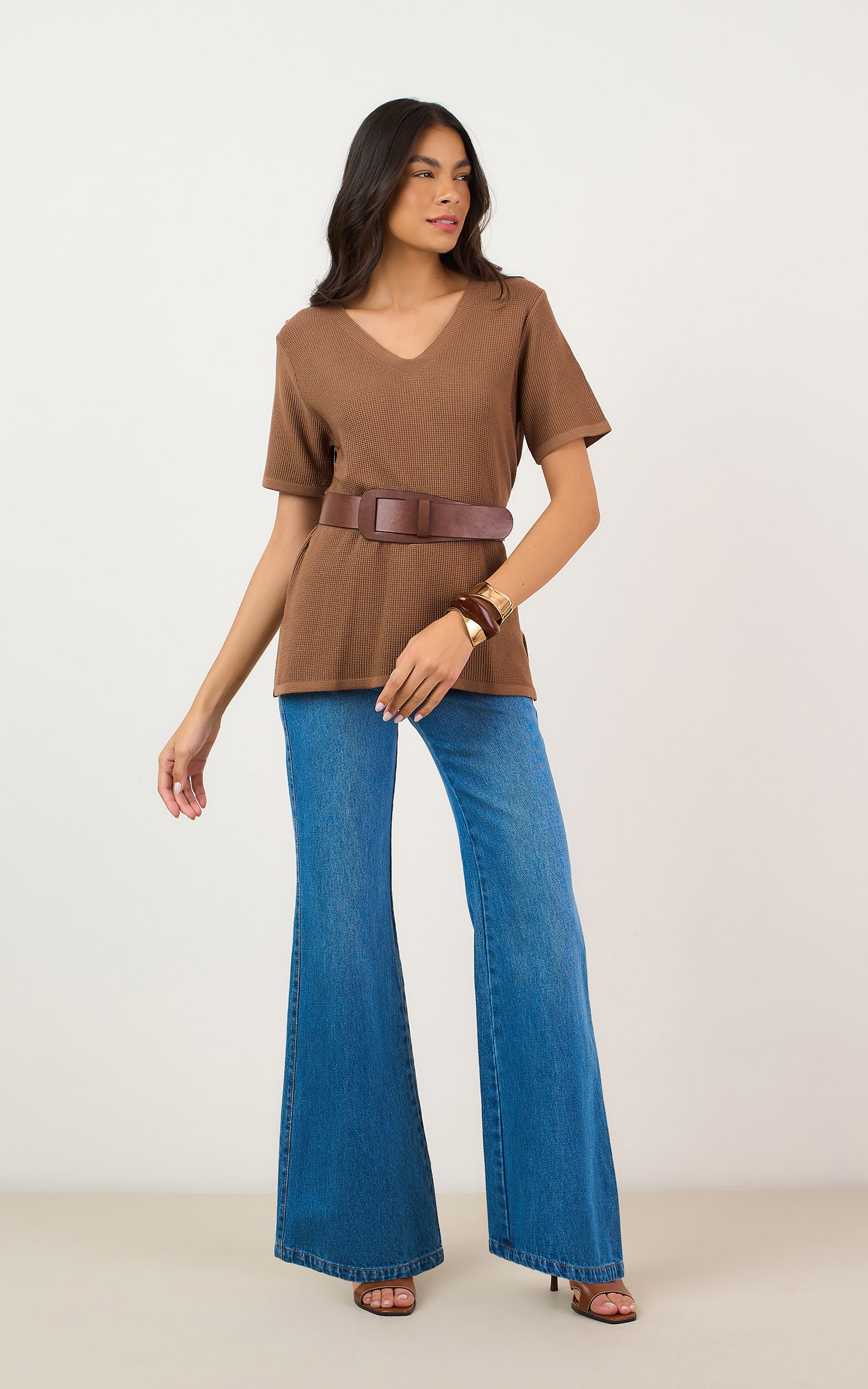 Blusa Tricot Textura Piquet Fendi