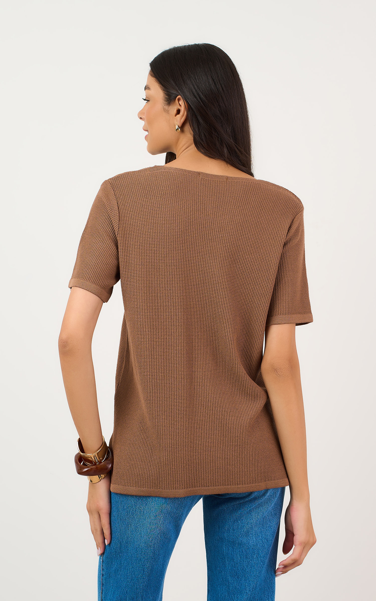 Blusa Tricot Textura Piquet Fendi