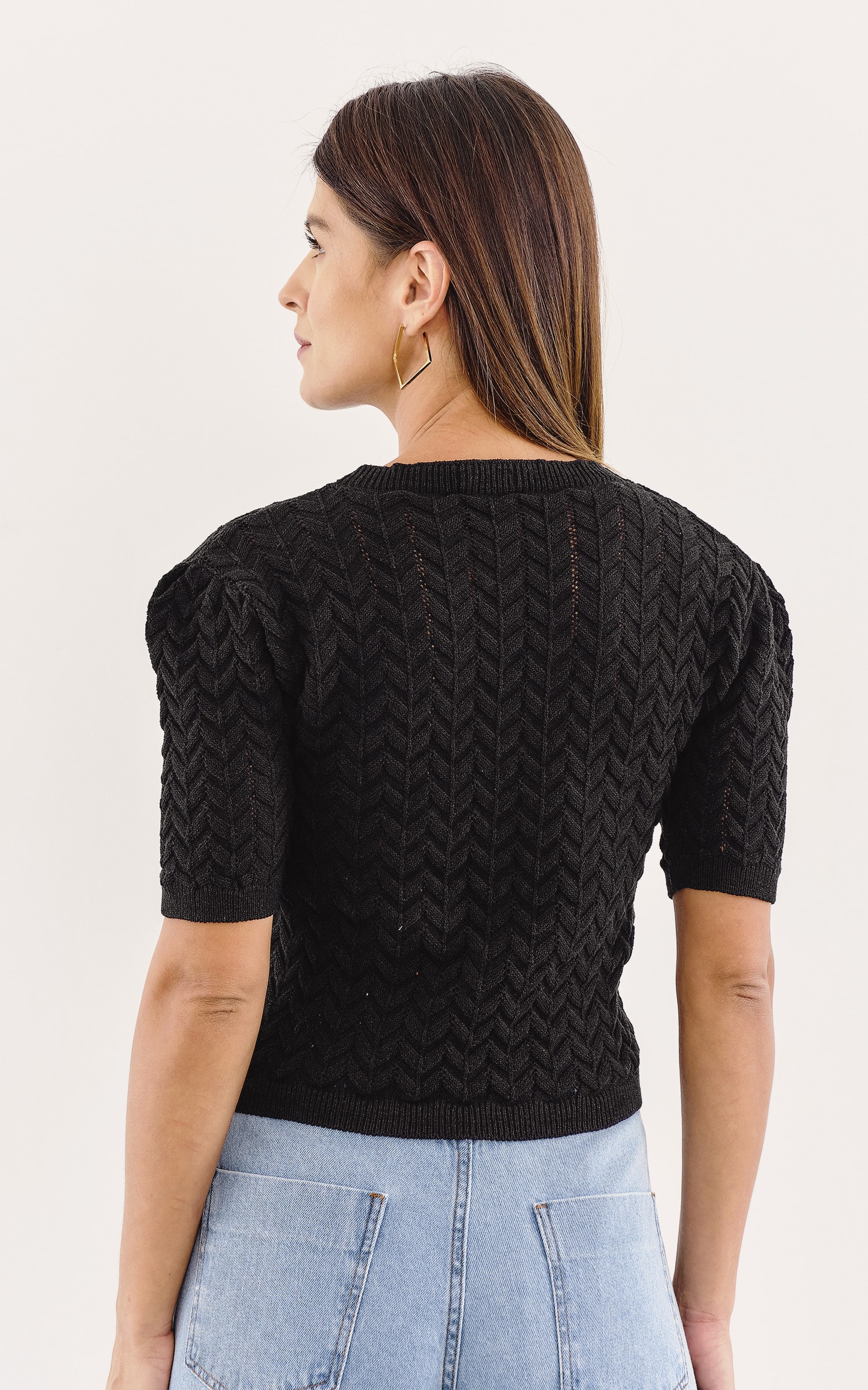Blusa Tricot Texturas Preto