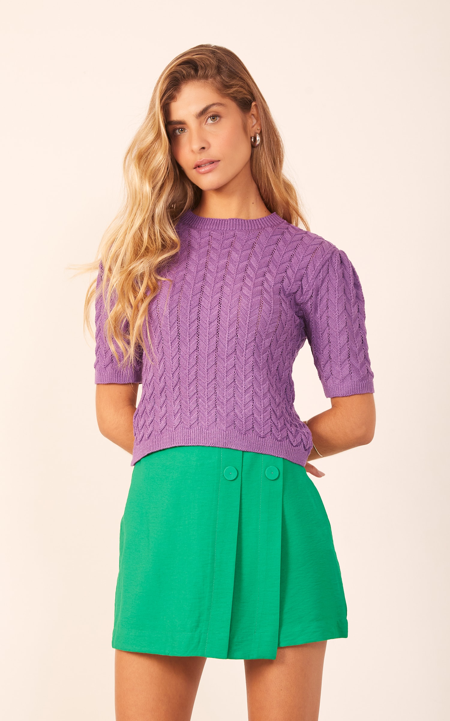 Blusa Tricot Texturas Roxo