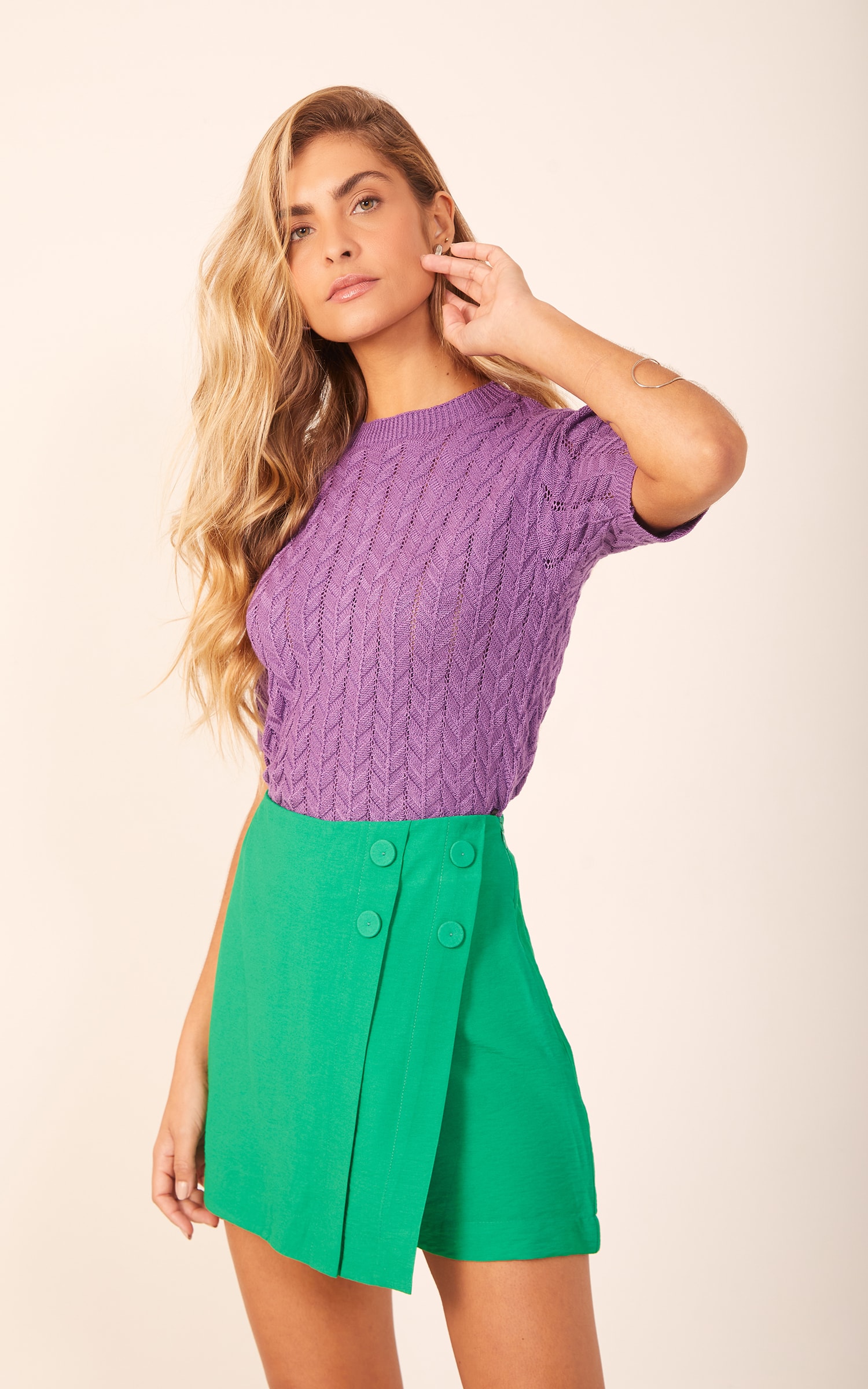 Blusa Tricot Texturas Roxo