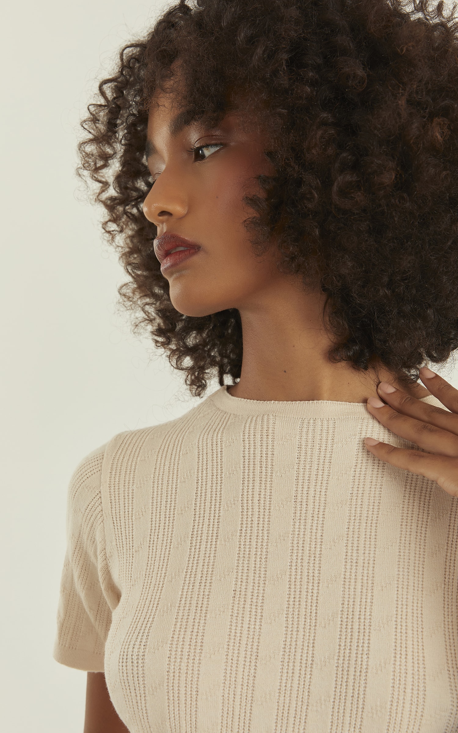 Blusa Tricot Zig Zag Areia