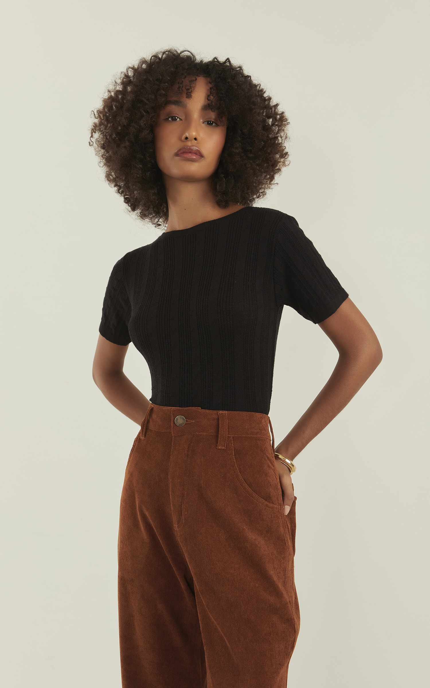 Blusa Tricot Zig Zag Preto