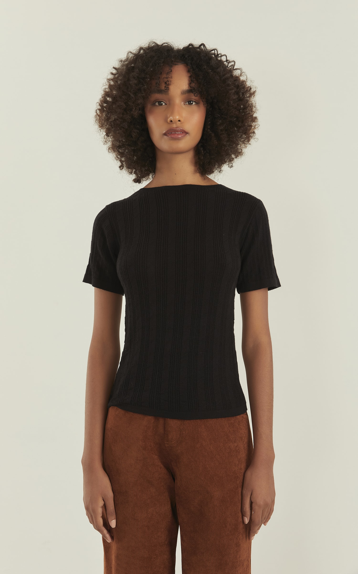 Blusa Tricot Zig Zag Preto