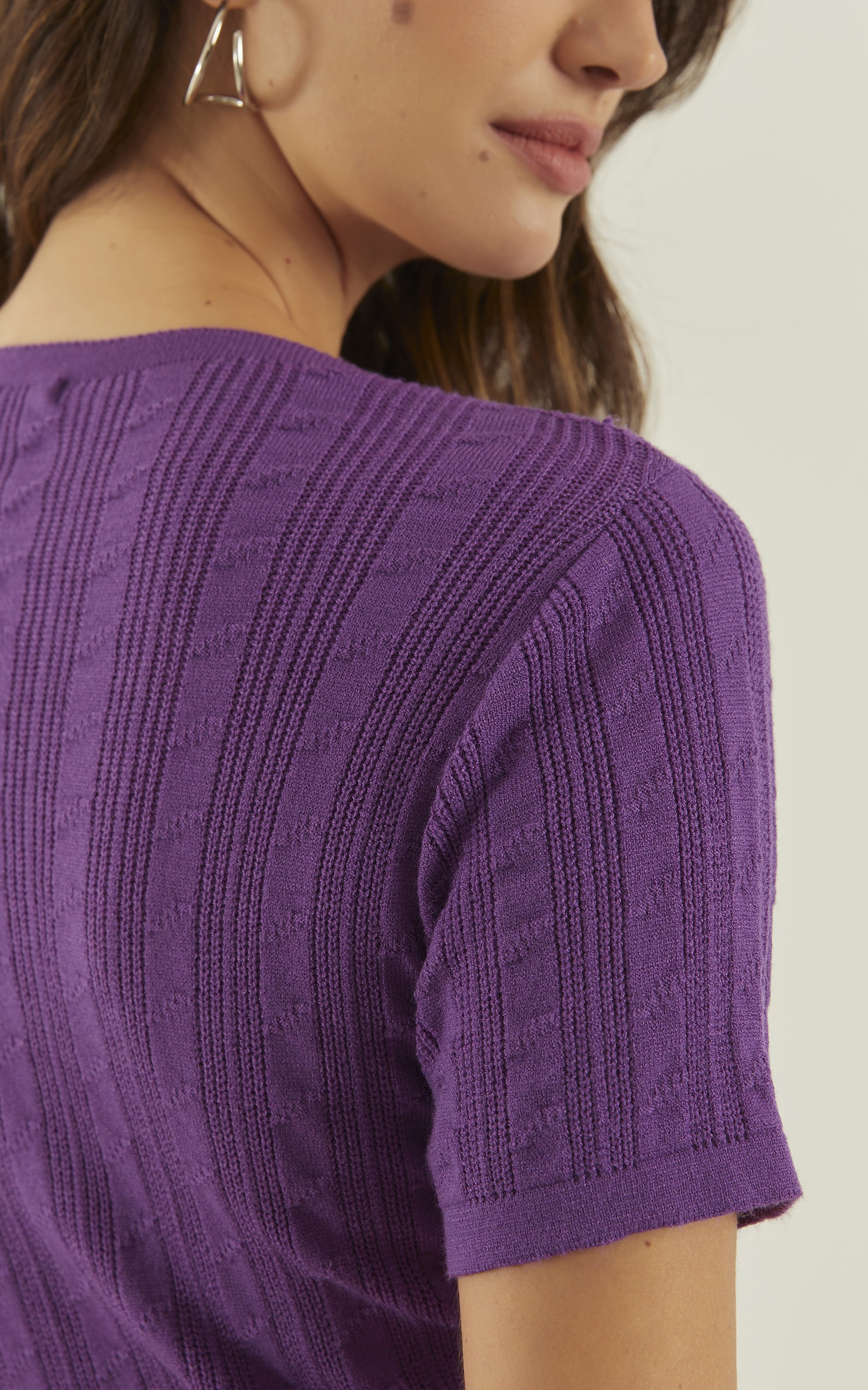 Blusa Tricot Zig Zag Roxo