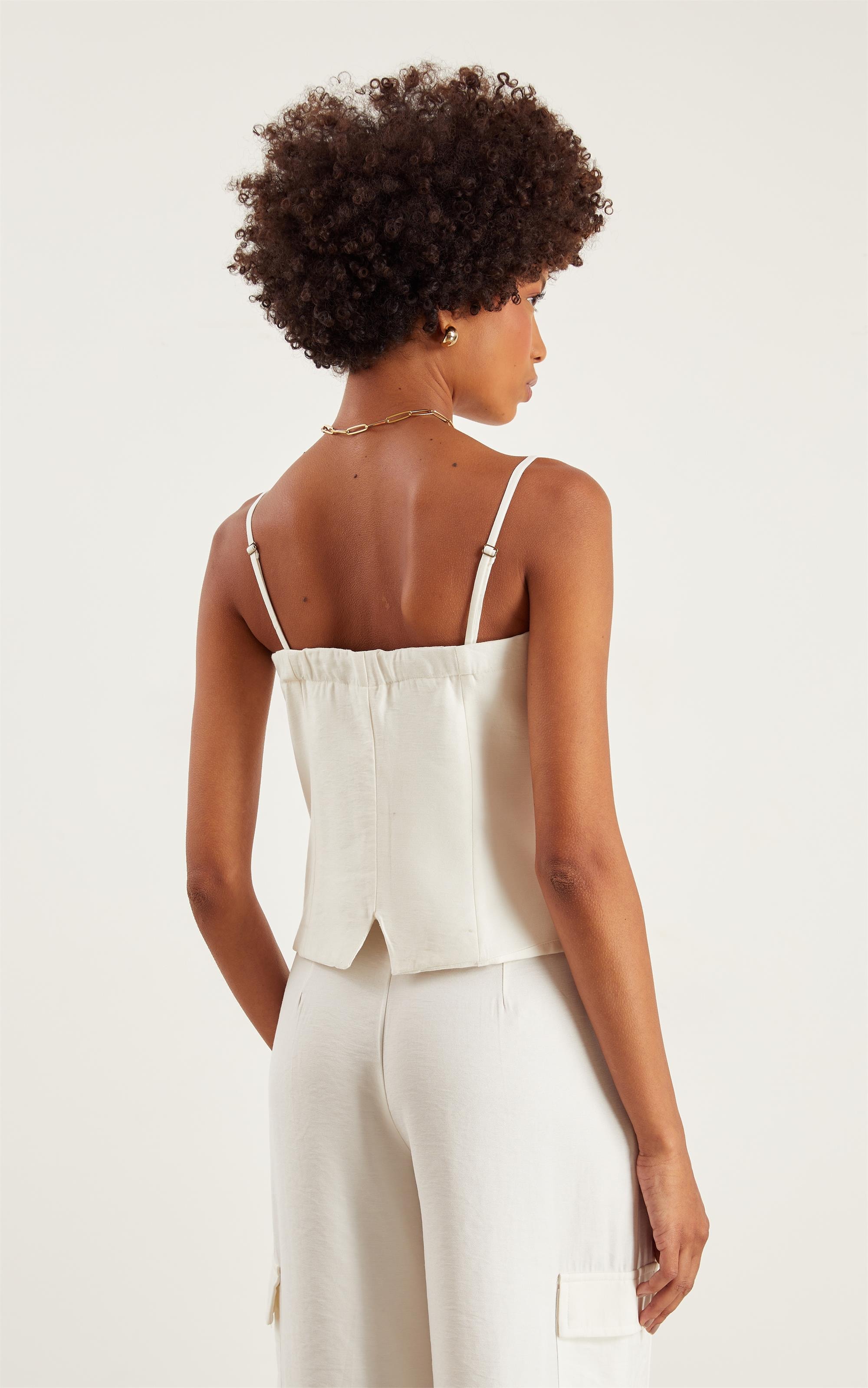 Blusa Tropical Alça Removível Off White