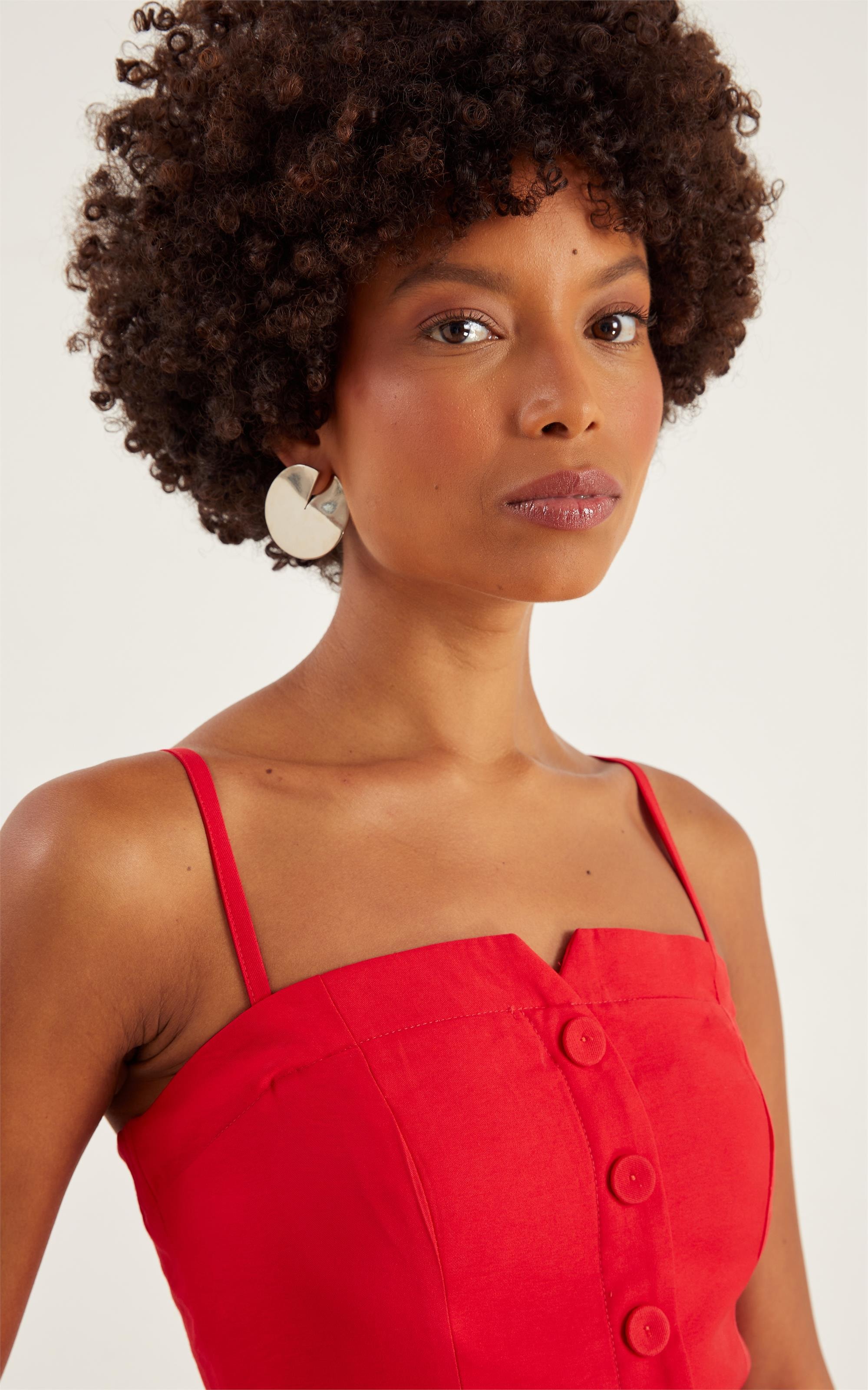 Blusa Tropical Alça Removível Vermelho