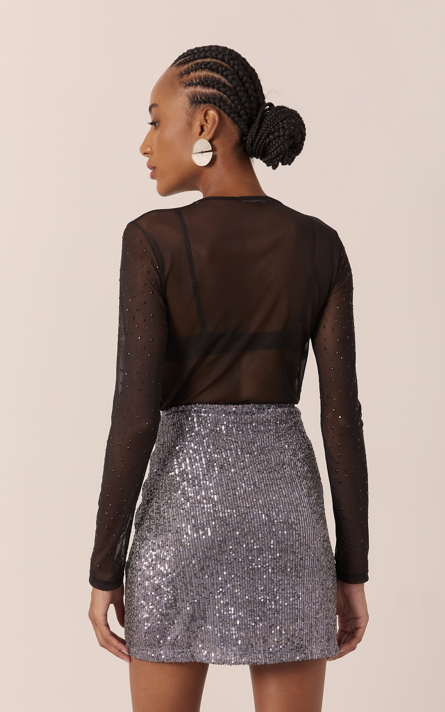 Blusa Tule Com Hotfix Preto