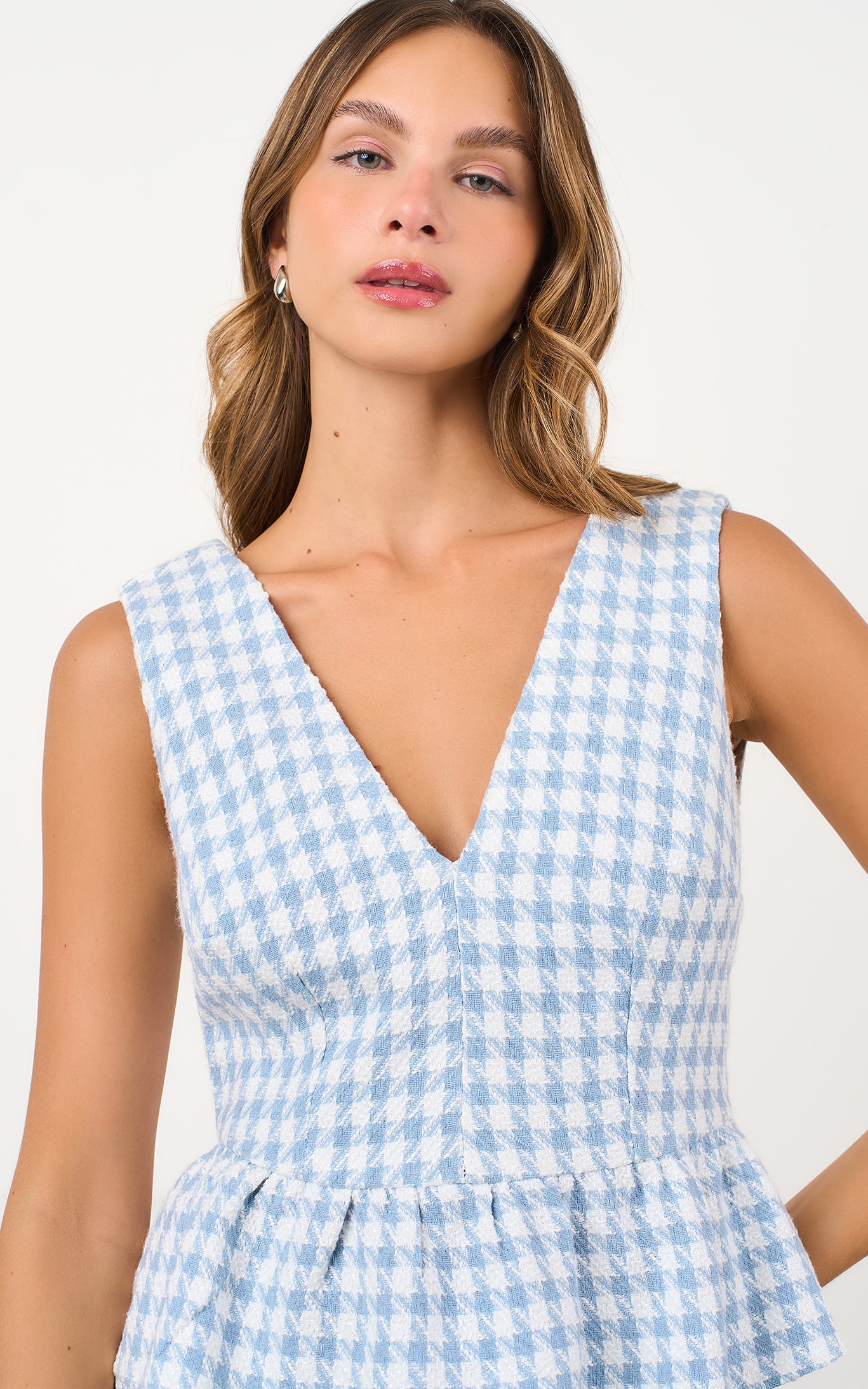Blusa Tweed Bourbon Azul Celeste