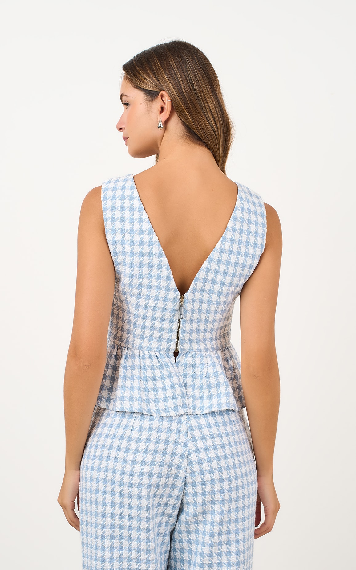 Blusa Tweed Bourbon Azul Celeste