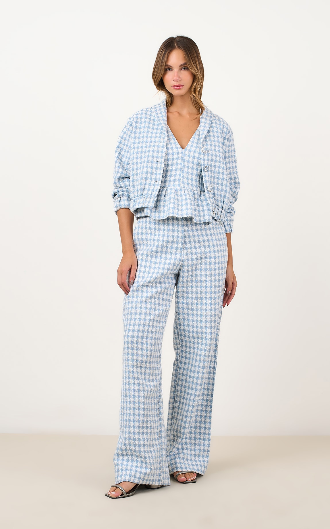 Blusa Tweed Bourbon Azul Celeste