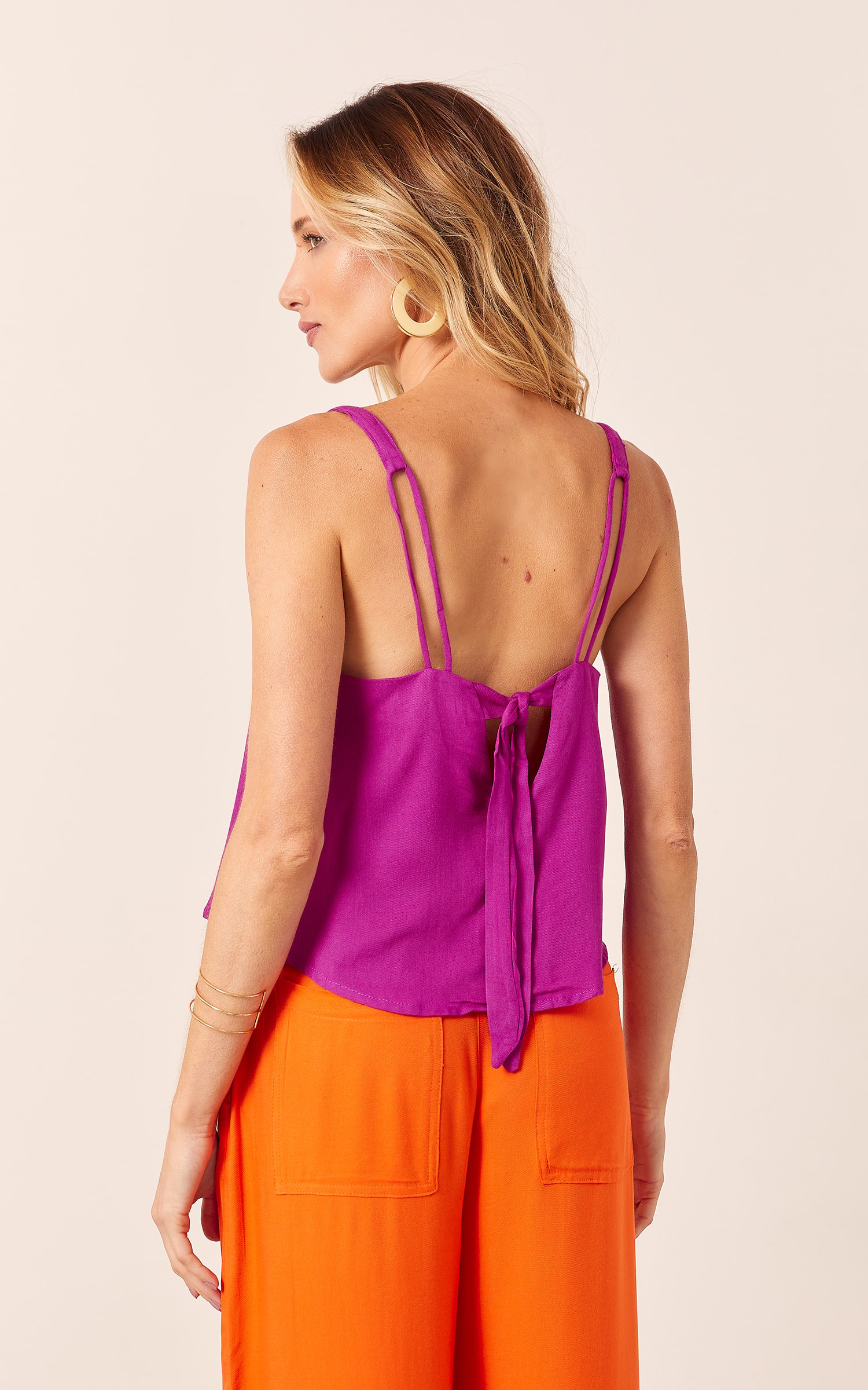 Blusa Viver Decote Reto Fúcsia
