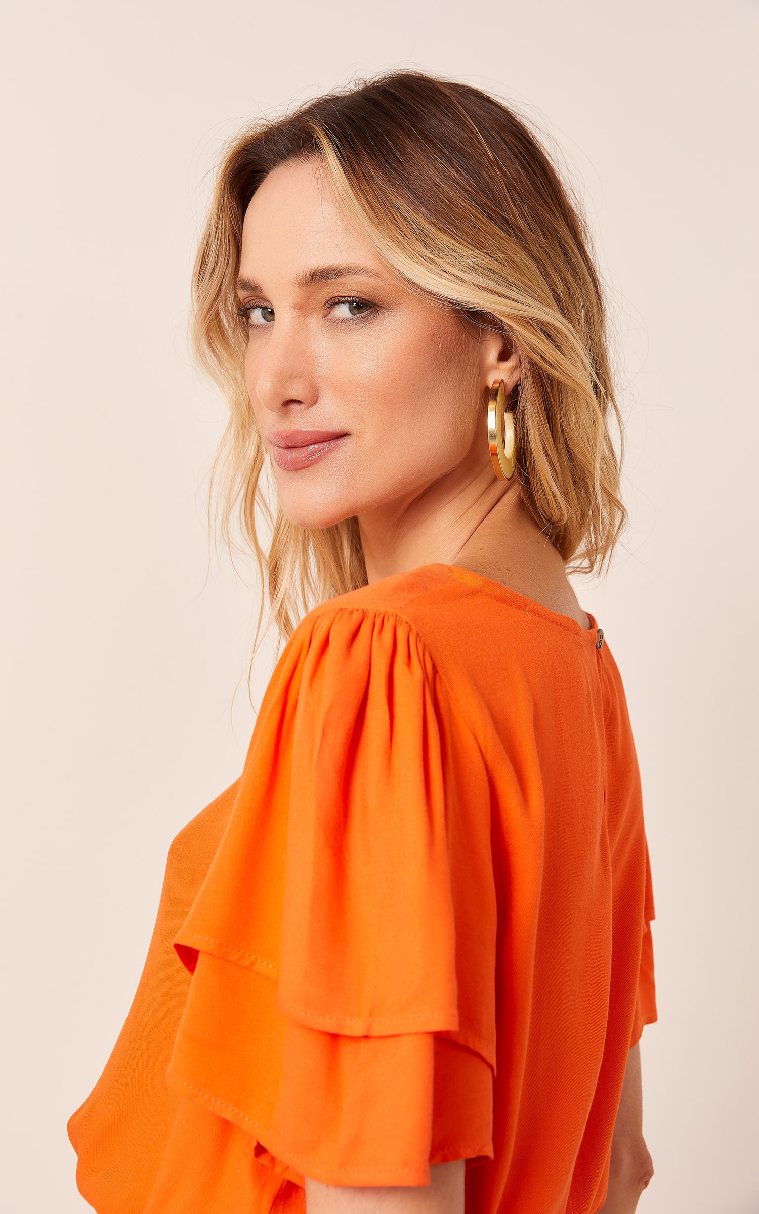 Blusa Viver Detalhe Manga Coral