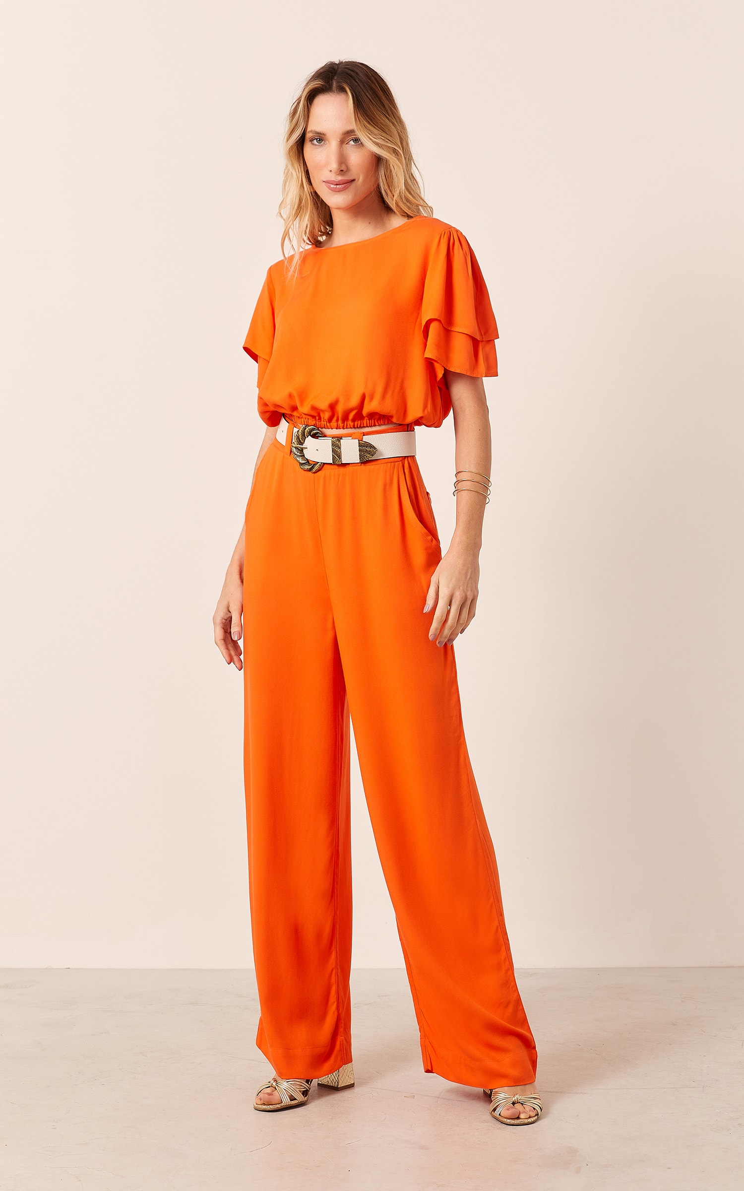 Blusa Viver Detalhe Manga Coral