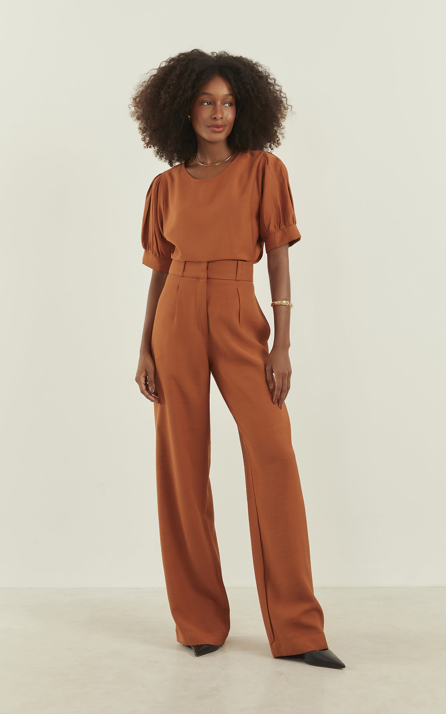Blusa Wish Manga Bufante Caramelo