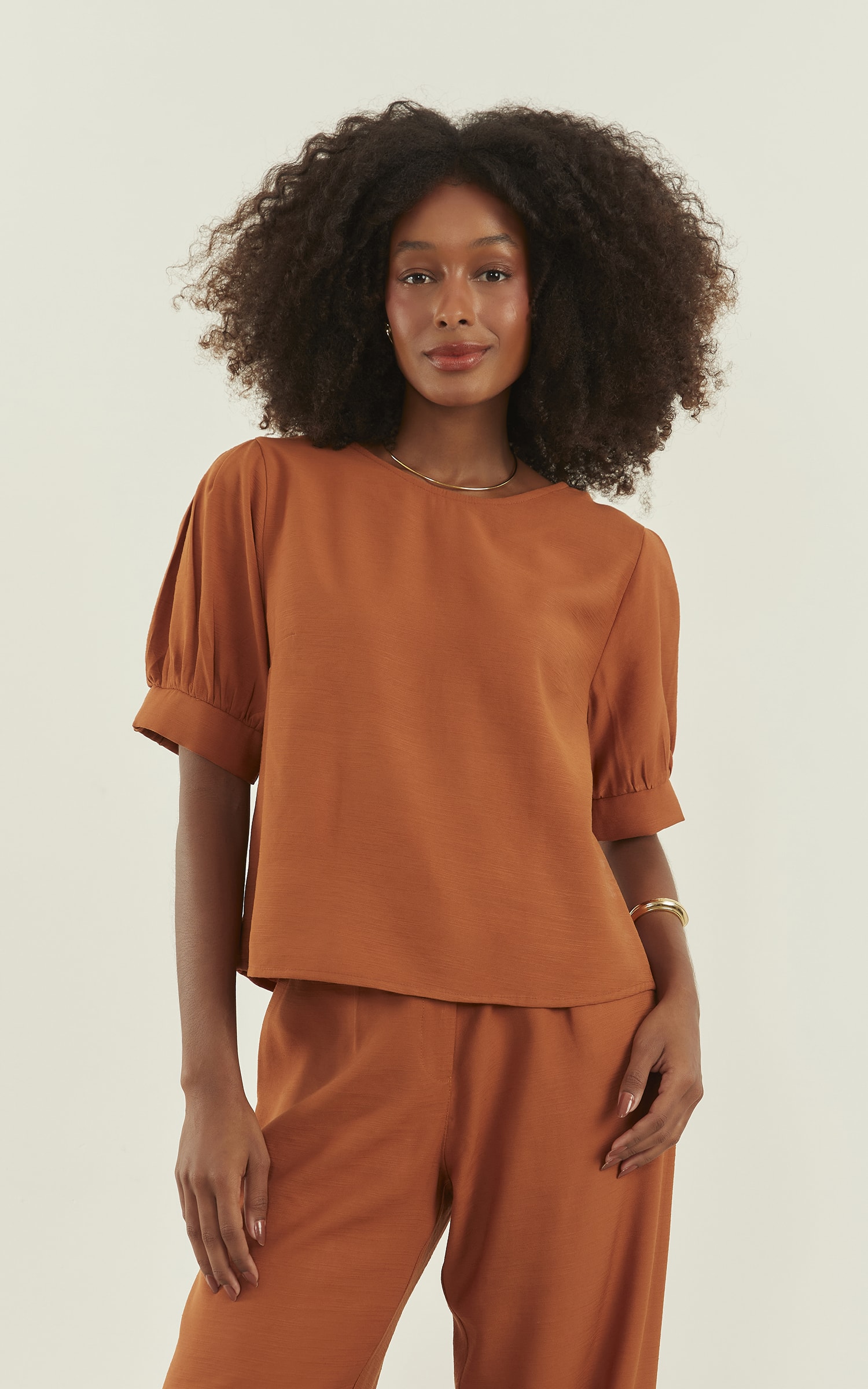 Blusa Wish Manga Bufante Caramelo