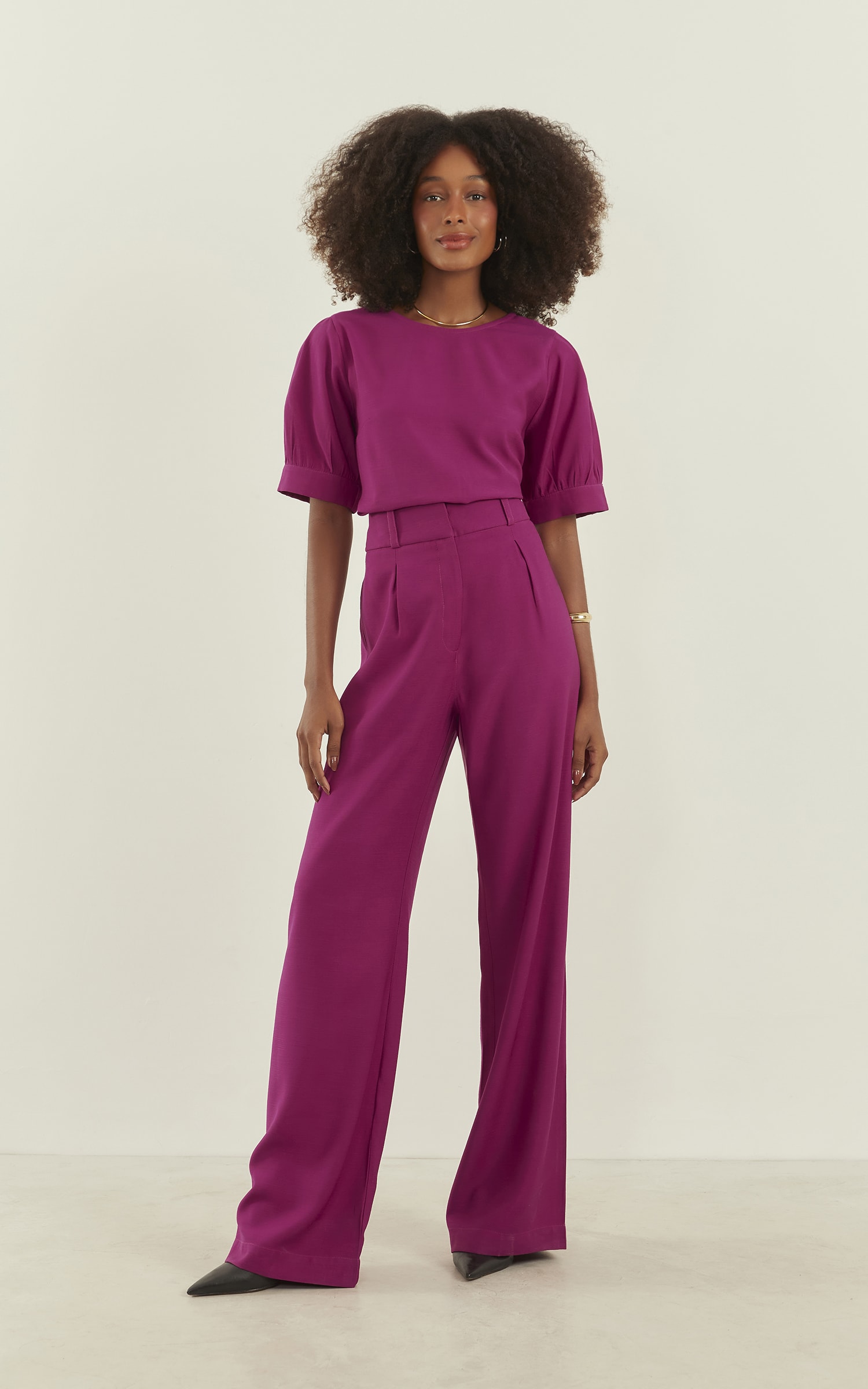 Blusa Wish Manga Bufante Fúcsia