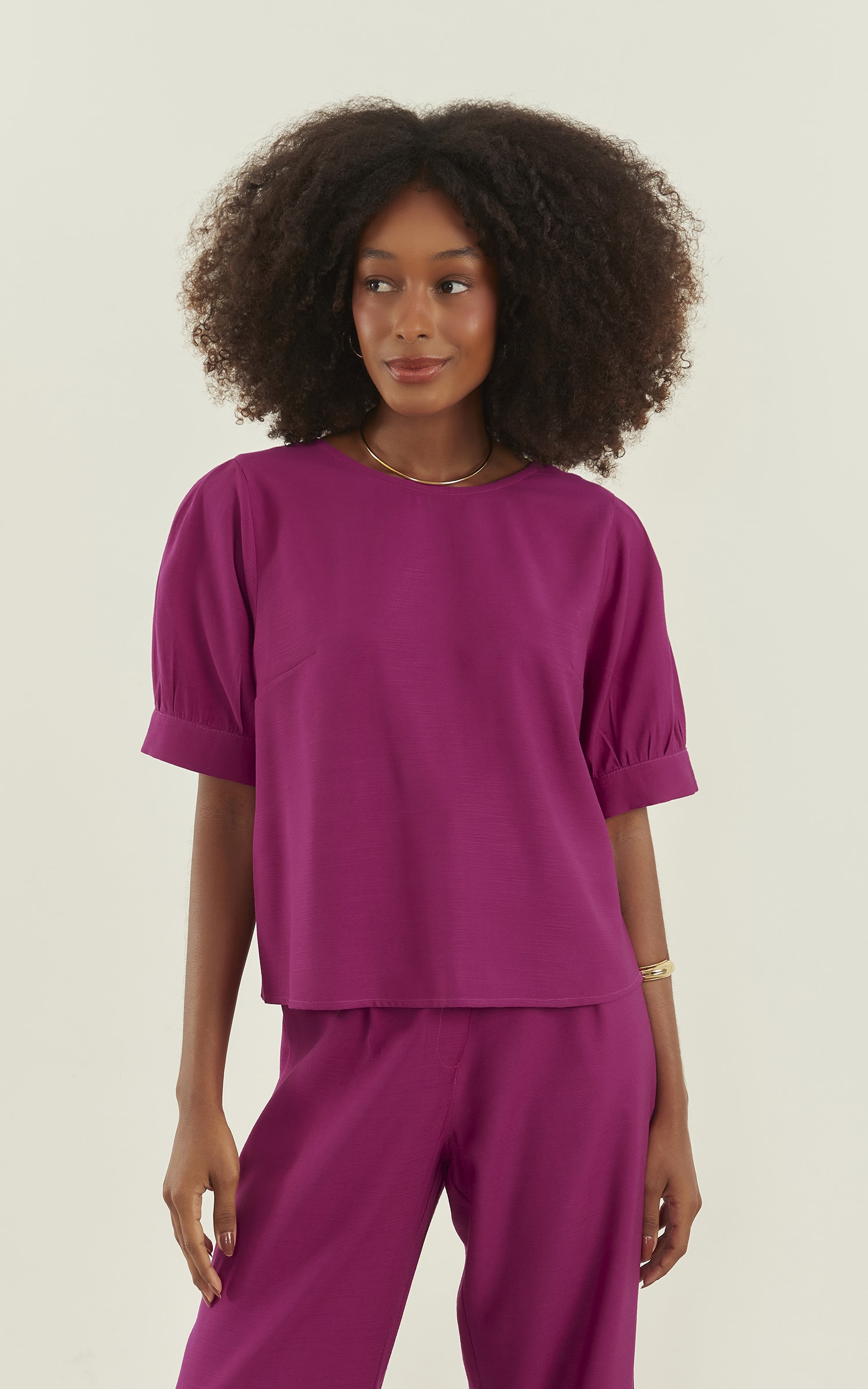 Blusa Wish Manga Bufante Fúcsia