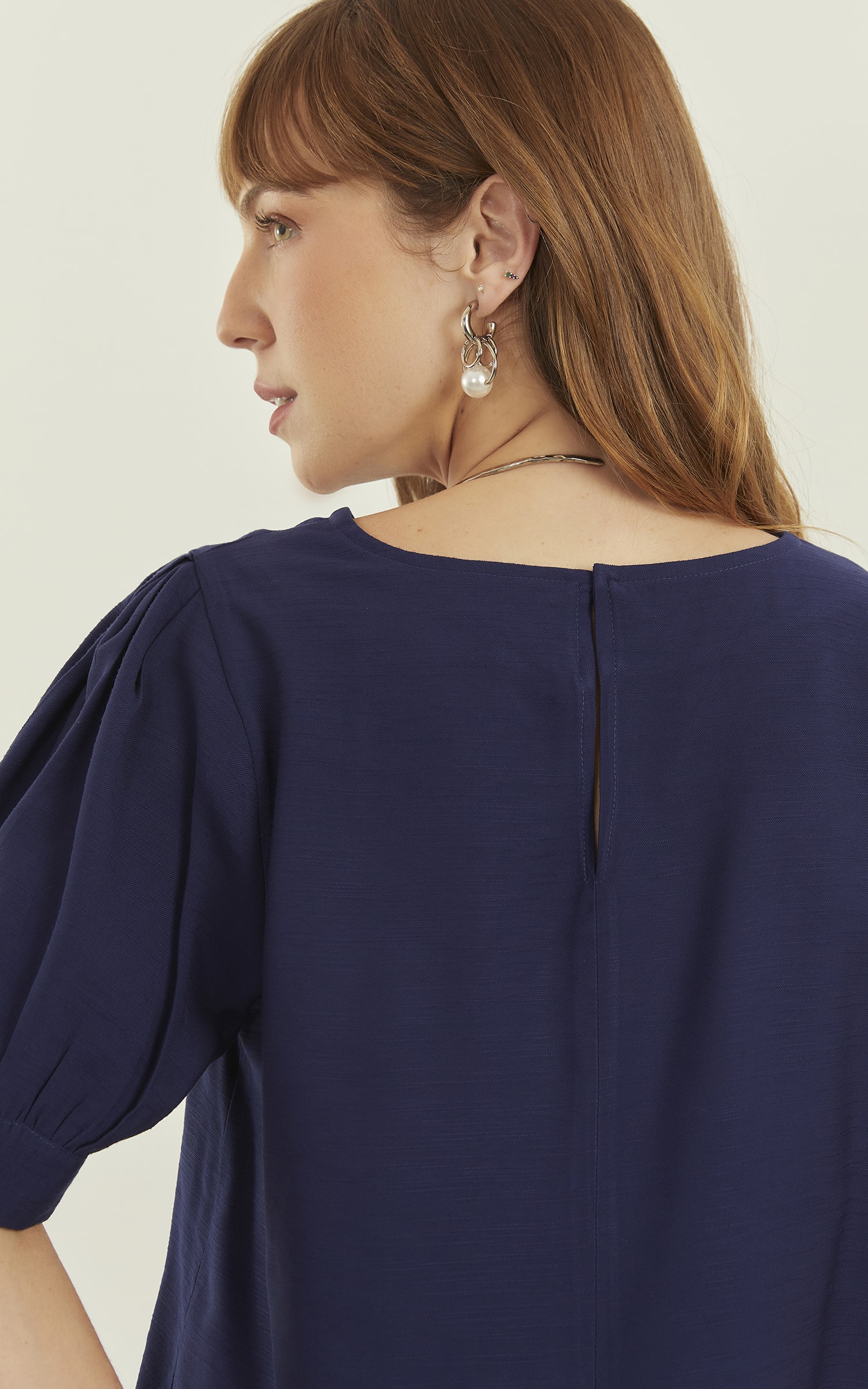 Blusa Wish Manga Bufante Marinho
