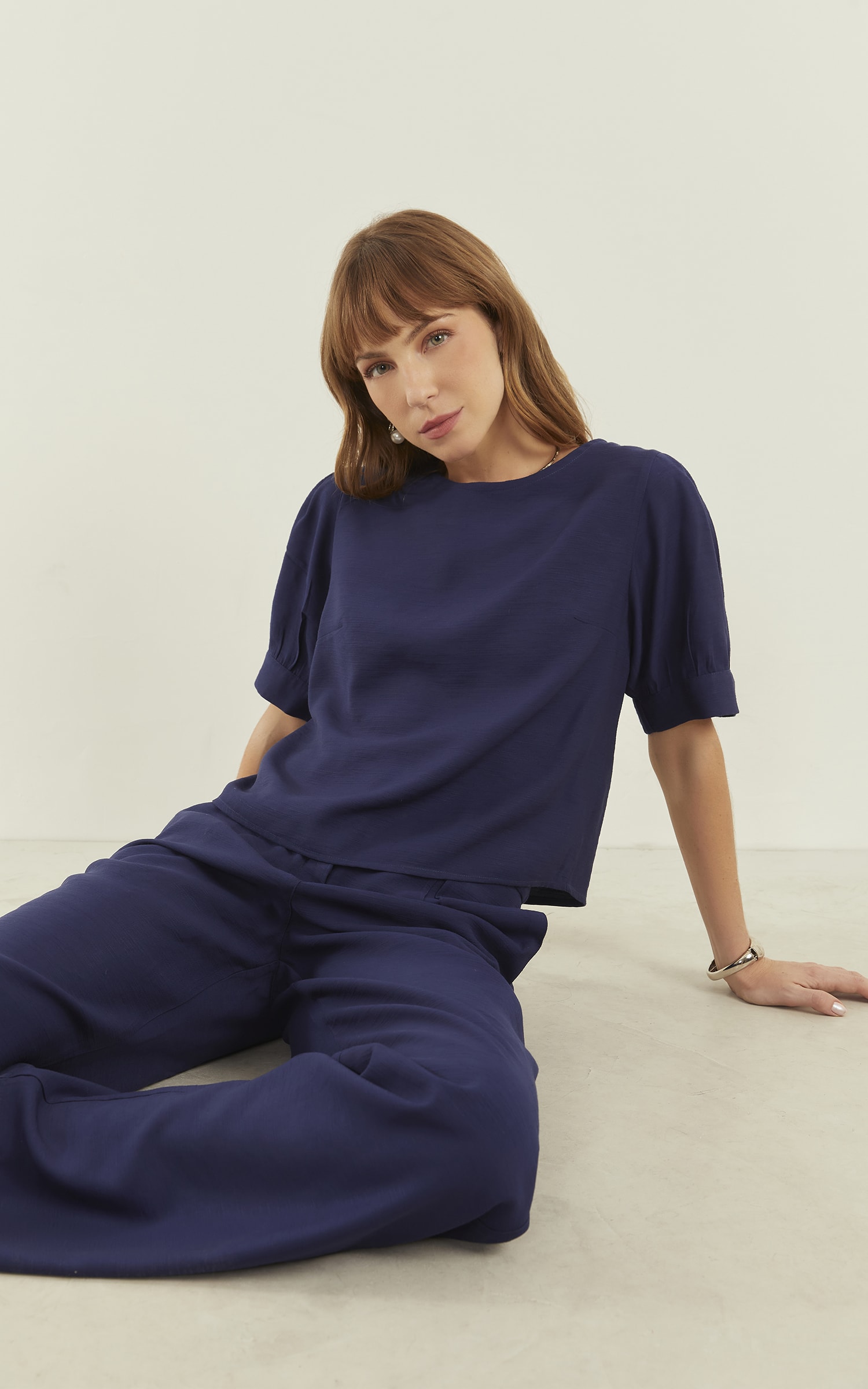Blusa Wish Manga Bufante Marinho
