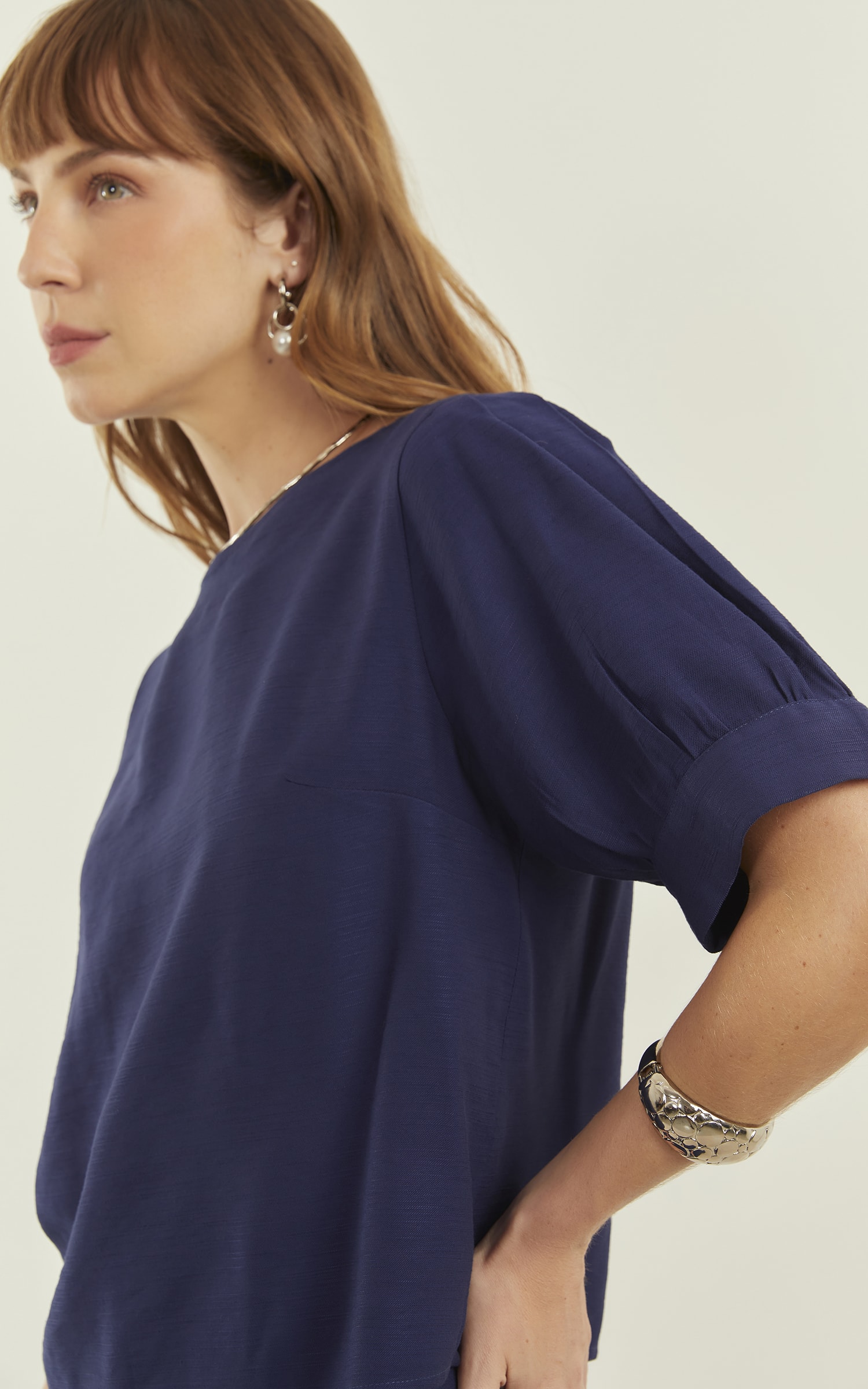 Blusa Wish Manga Bufante Marinho