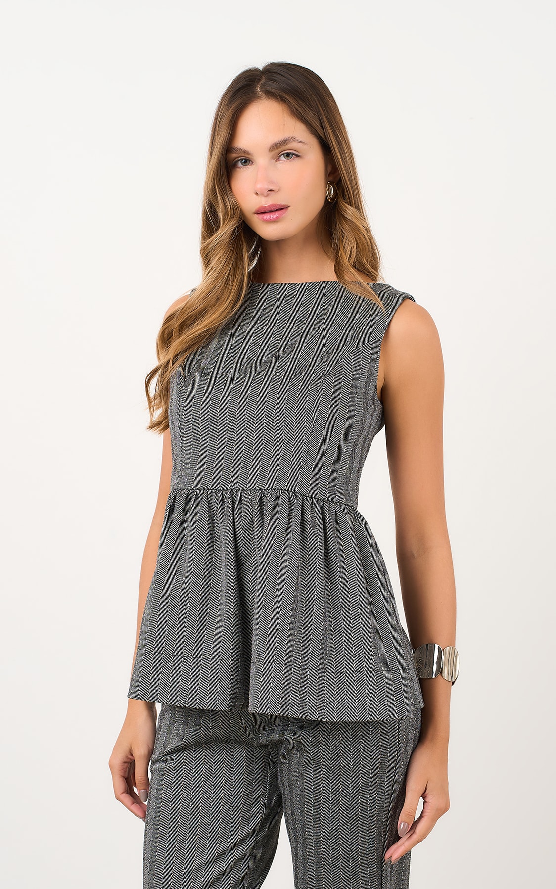 Blusa Zíper Melange Preto