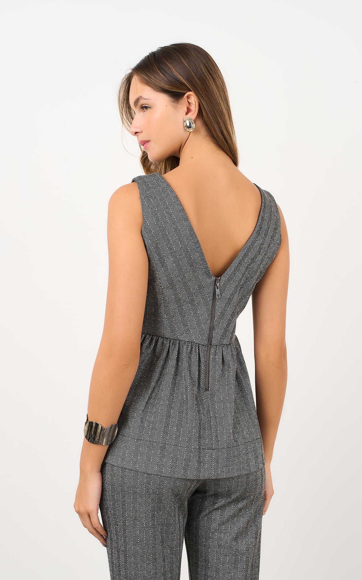 Blusa Zíper Melange Preto
