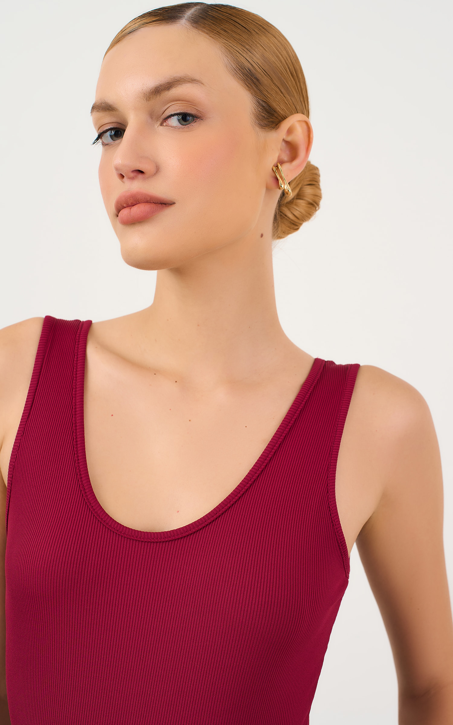 Body Basic Canelado Burgundy